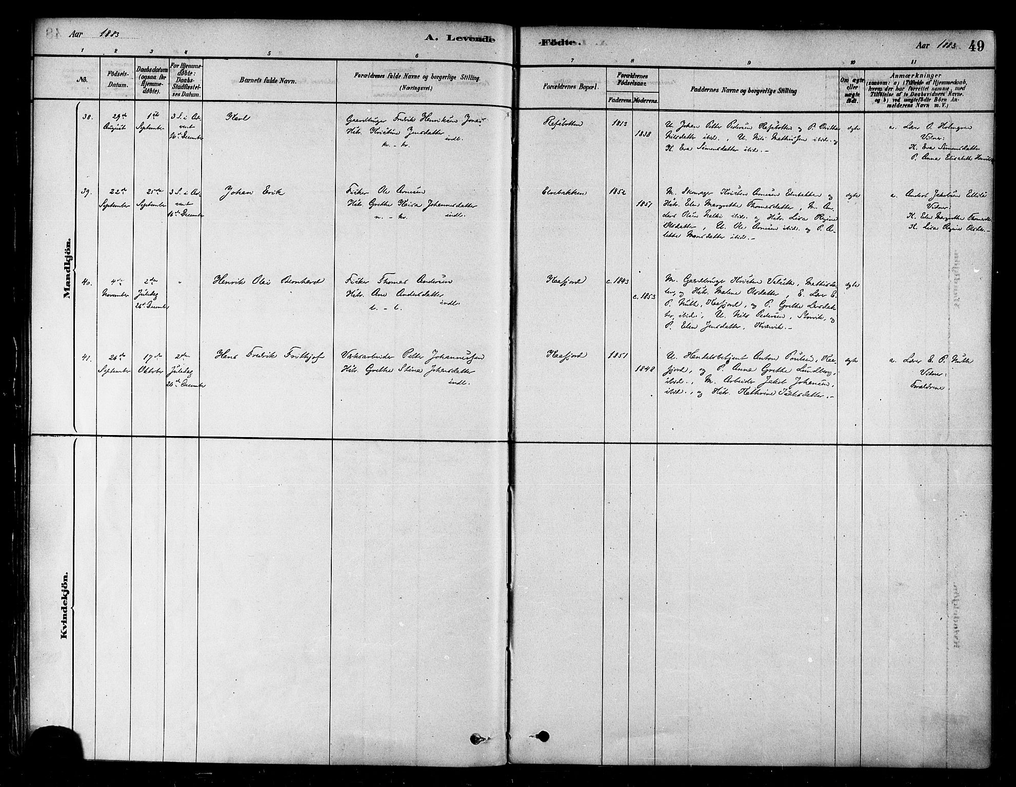 Alta sokneprestkontor, AV/SATØ-S-1338/H/Ha/L0002.kirke: Parish register (official) no. 2, 1879-1892, p. 49