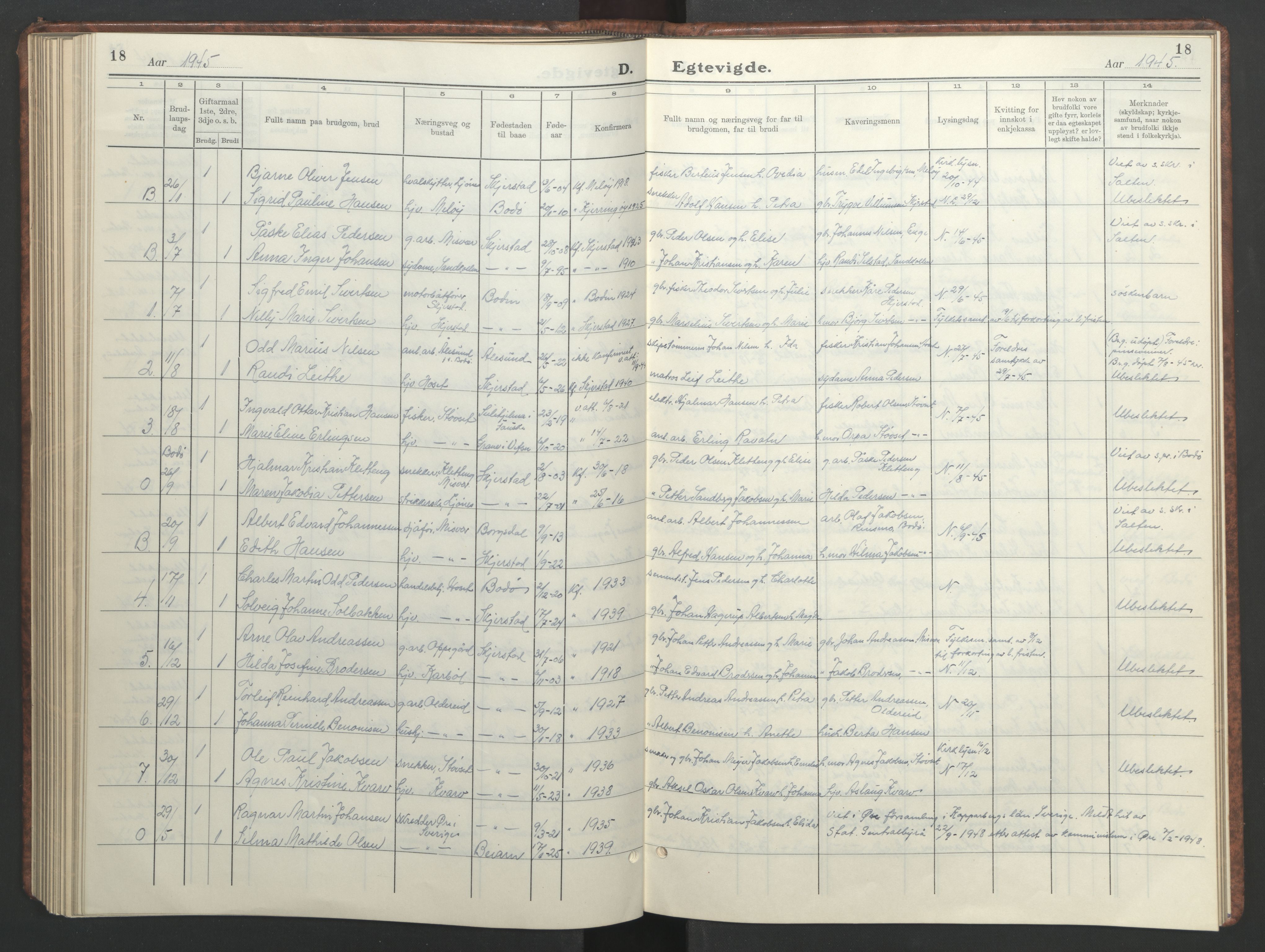 Ministerialprotokoller, klokkerbøker og fødselsregistre - Nordland, AV/SAT-A-1459/852/L0758: Parish register (copy) no. 852C09, 1935-1952, p. 18