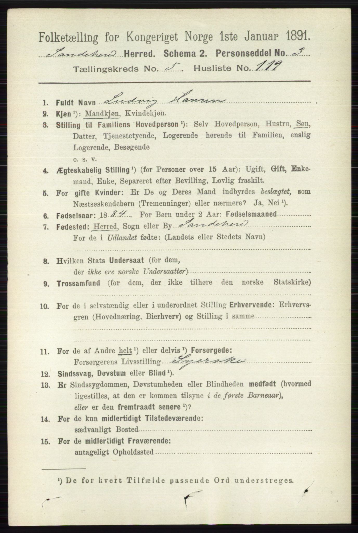 RA, 1891 census for 0724 Sandeherred, 1891, p. 3414