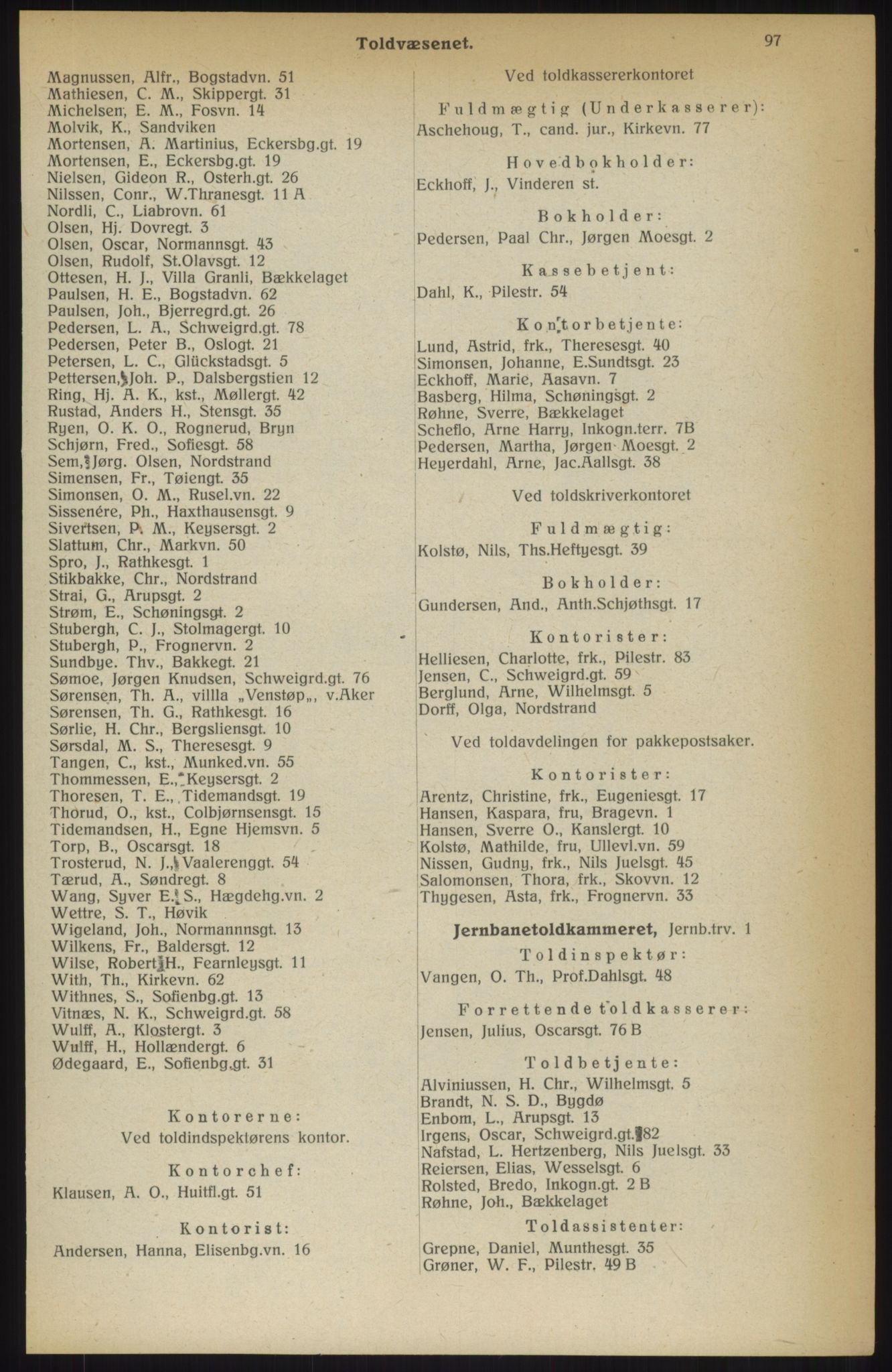 Kristiania/Oslo adressebok, PUBL/-, 1914, p. 97