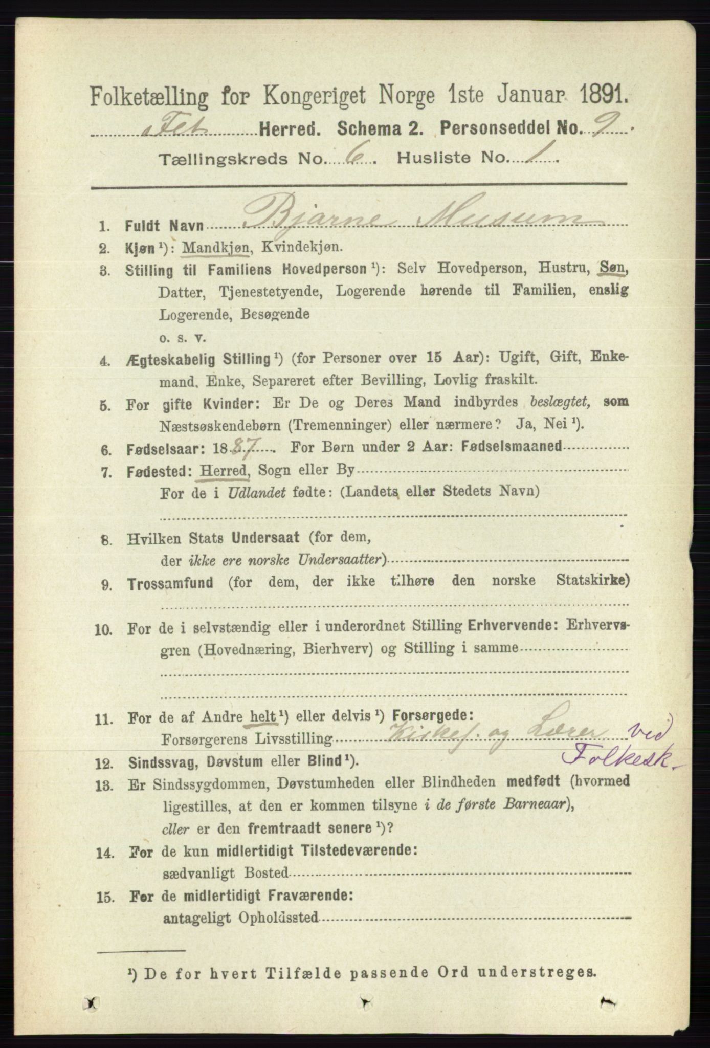 RA, 1891 census for 0227 Fet, 1891, p. 1944