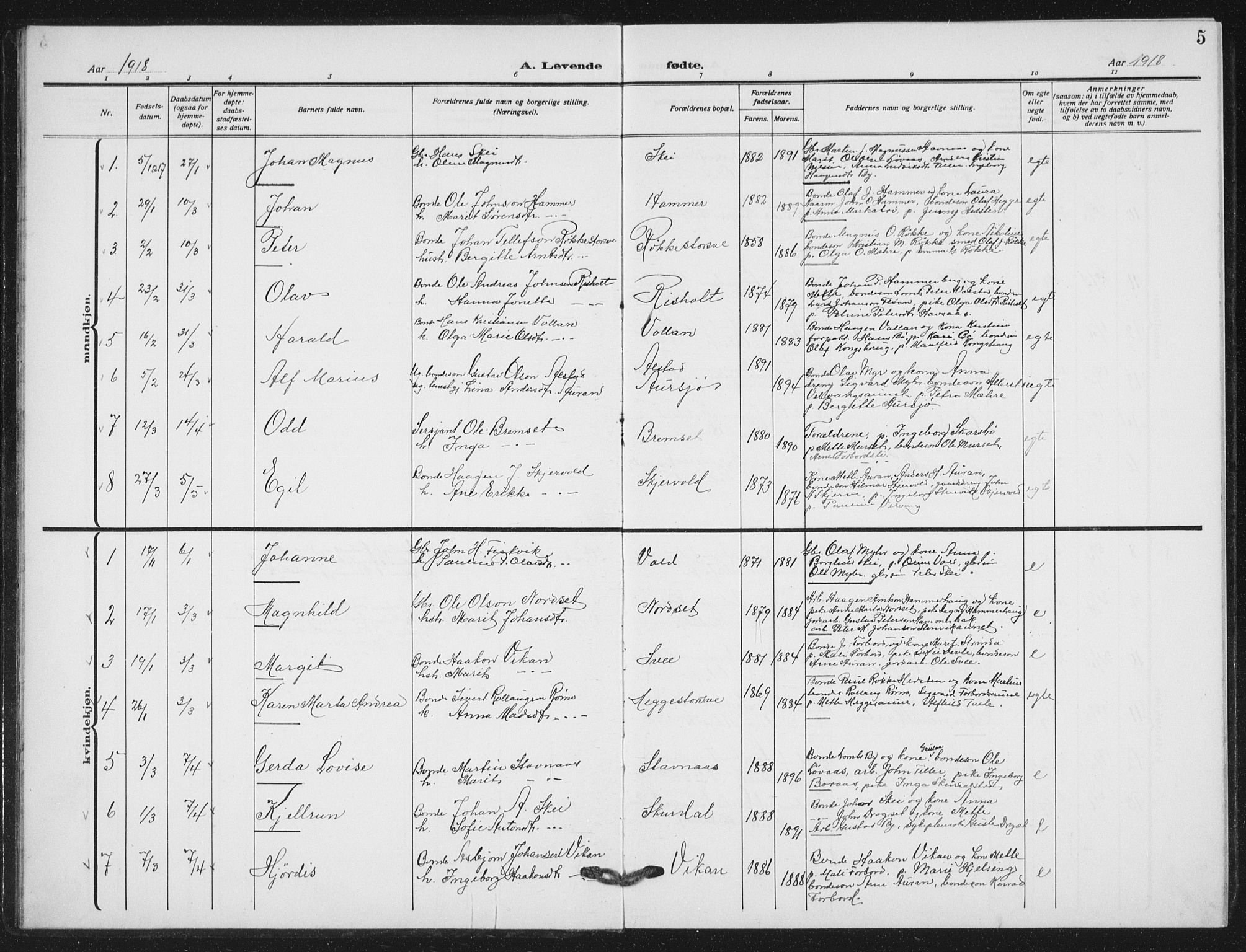 Ministerialprotokoller, klokkerbøker og fødselsregistre - Nord-Trøndelag, SAT/A-1458/712/L0104: Parish register (copy) no. 712C02, 1917-1939, p. 5