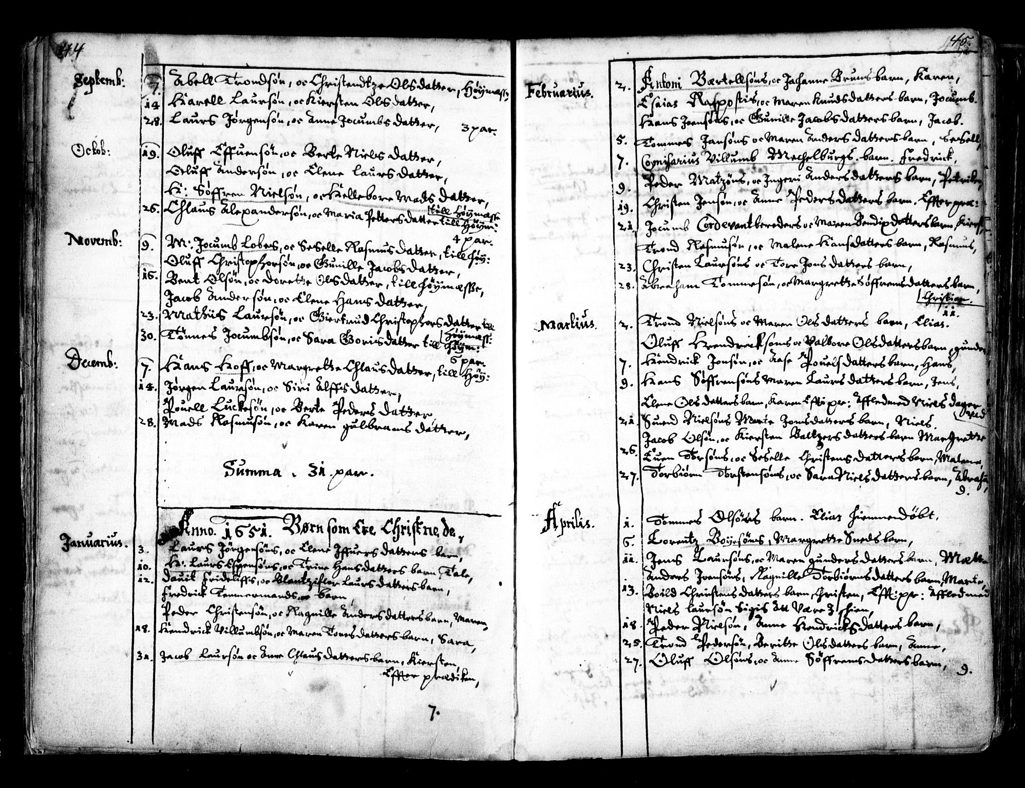 Oslo domkirke Kirkebøker, SAO/A-10752/F/Fa/L0001: Parish register (official) no. 1, 1648-1704, p. 44-45