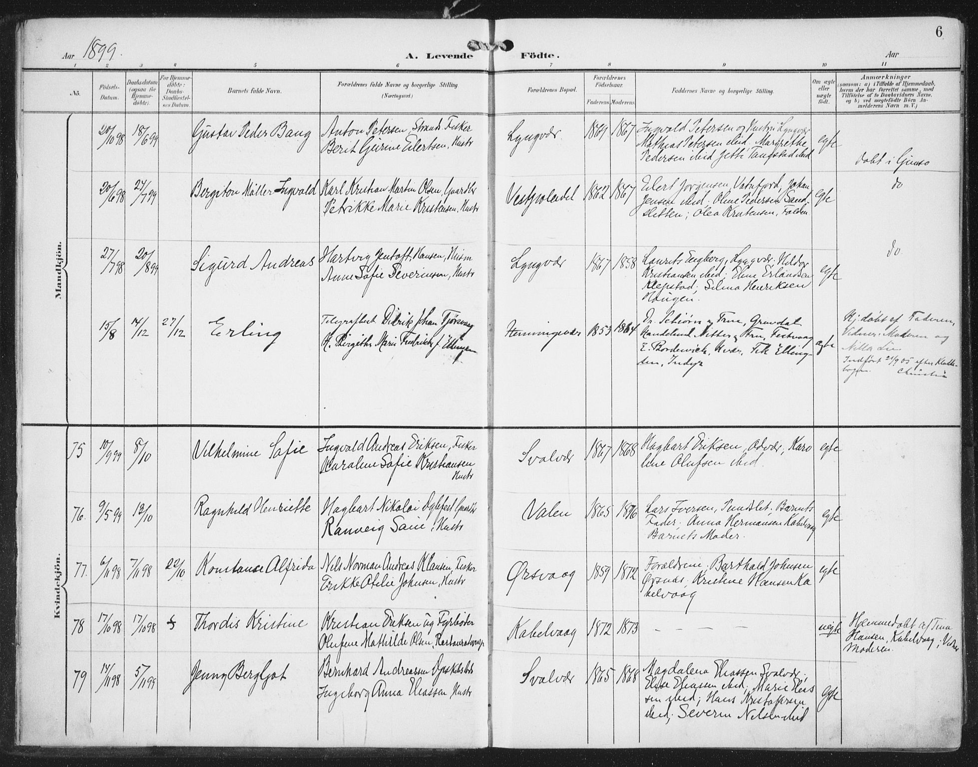 Ministerialprotokoller, klokkerbøker og fødselsregistre - Nordland, AV/SAT-A-1459/874/L1062: Parish register (official) no. 874A06, 1899-1907, p. 6