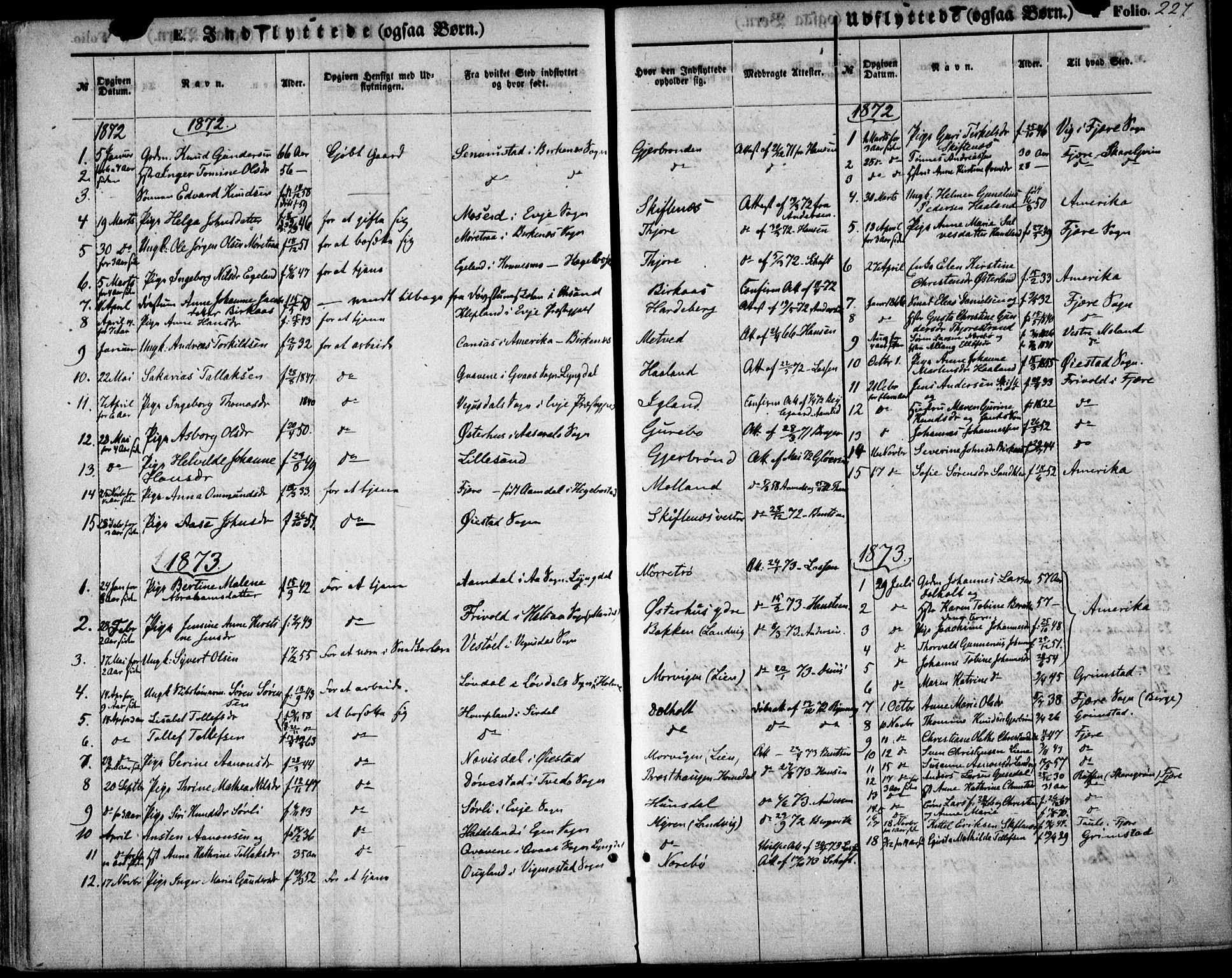 Hommedal sokneprestkontor, SAK/1111-0023/F/Fa/Fab/L0005: Parish register (official) no. A 5, 1861-1877, p. 227