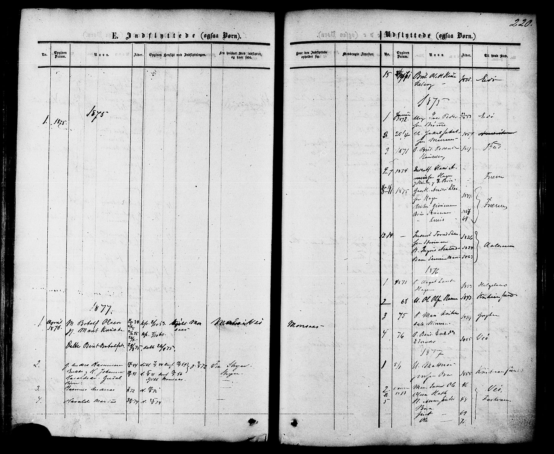 Ministerialprotokoller, klokkerbøker og fødselsregistre - Møre og Romsdal, AV/SAT-A-1454/542/L0552: Parish register (official) no. 542A02, 1854-1884, p. 220