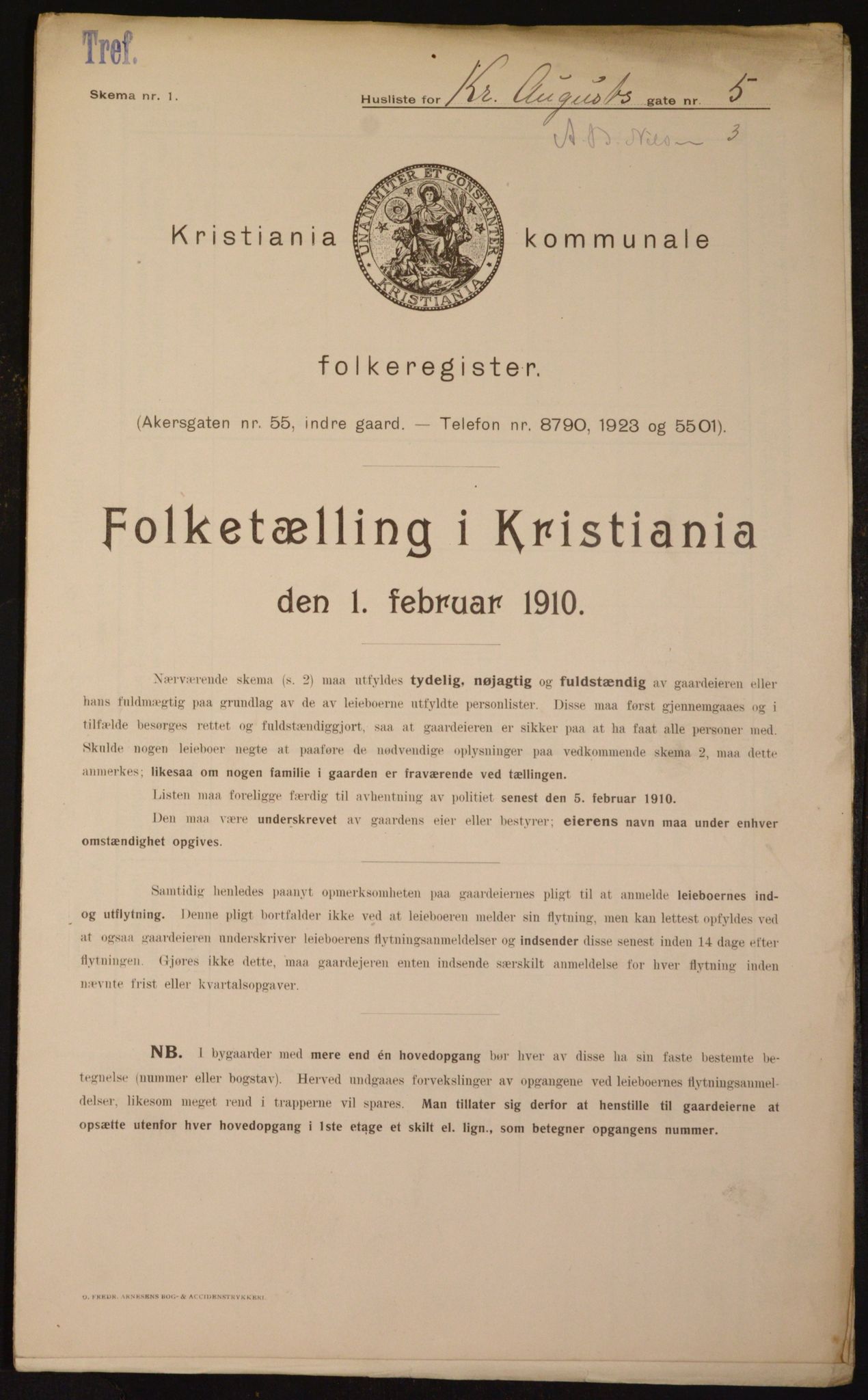 OBA, Municipal Census 1910 for Kristiania, 1910, p. 52361