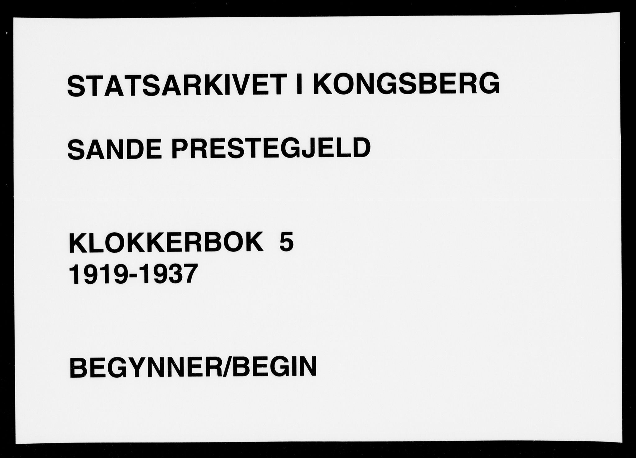 Sande Kirkebøker, AV/SAKO-A-53/G/Ga/L0005: Parish register (copy) no. 5, 1919-1937