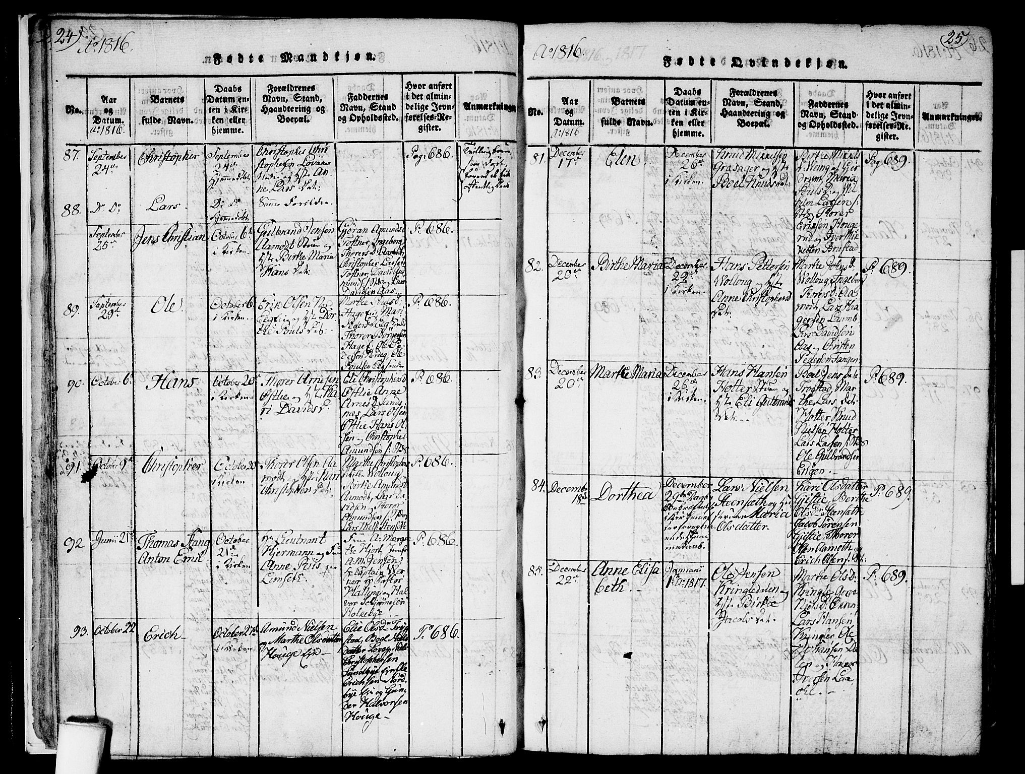 Nannestad prestekontor Kirkebøker, AV/SAO-A-10414a/F/Fa/L0009: Parish register (official) no. I 9, 1815-1840, p. 24-25