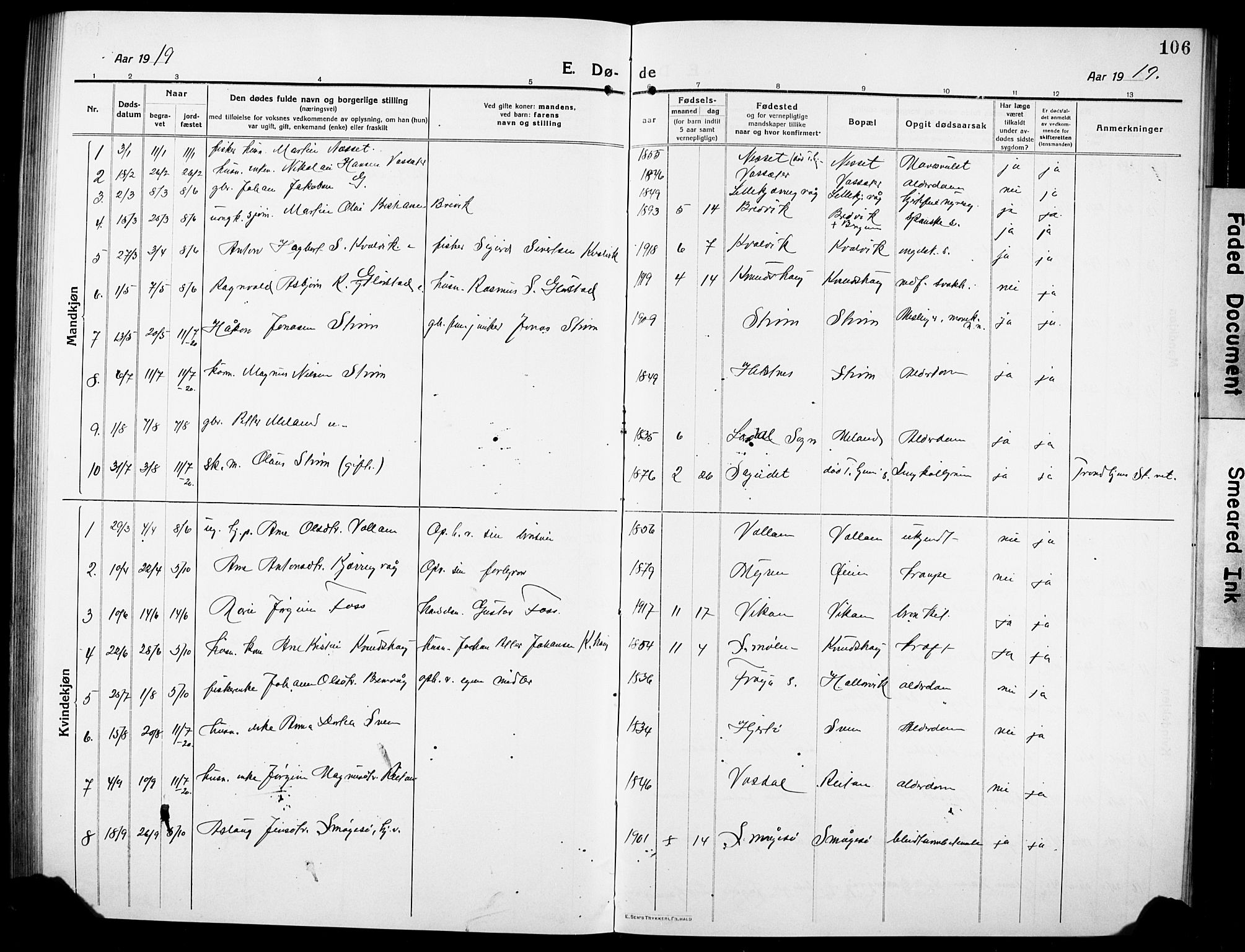 Ministerialprotokoller, klokkerbøker og fødselsregistre - Sør-Trøndelag, SAT/A-1456/634/L0543: Parish register (copy) no. 634C05, 1917-1928, p. 106