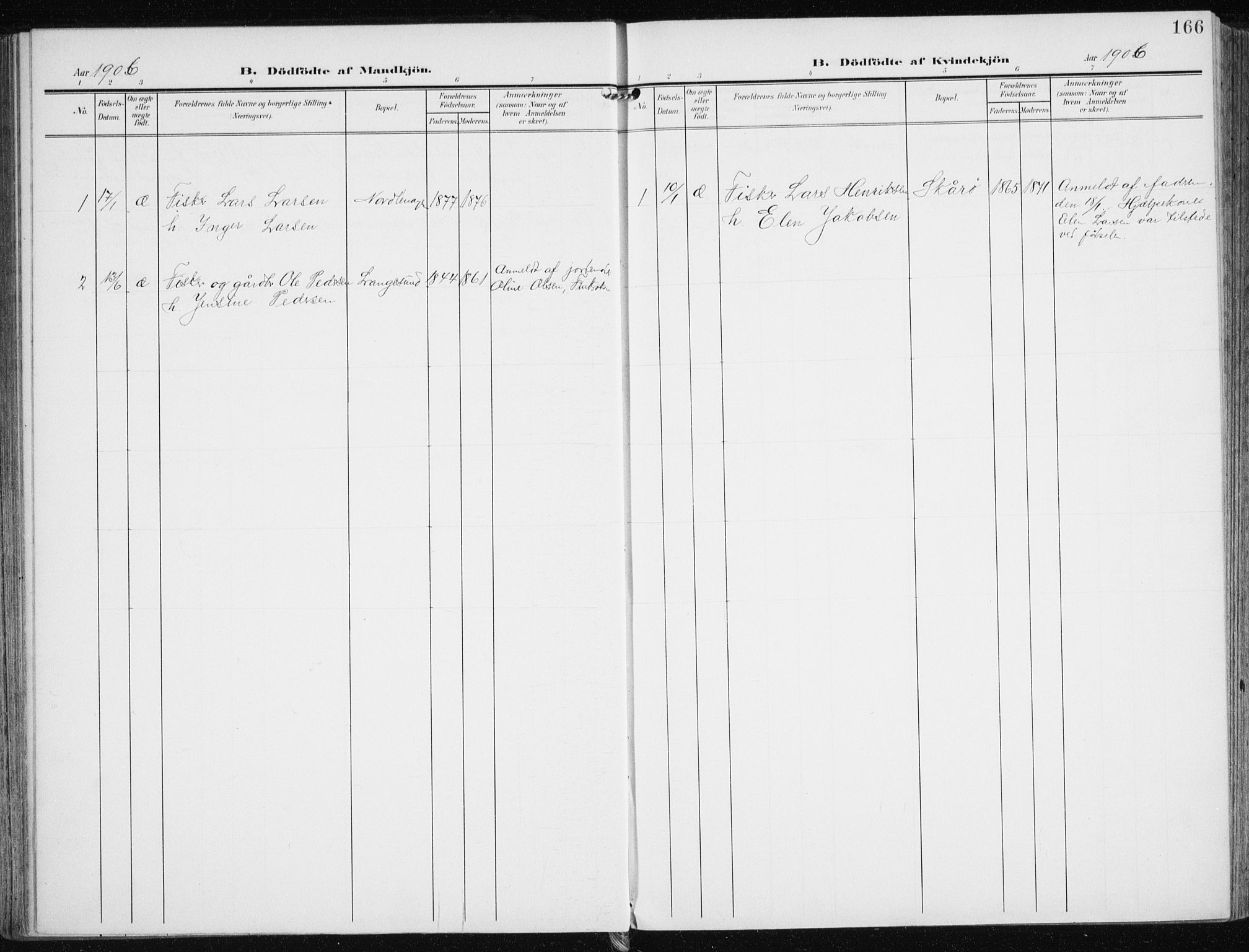 Karlsøy sokneprestembete, SATØ/S-1299/H/Ha/Haa/L0014kirke: Parish register (official) no. 14, 1903-1917, p. 166