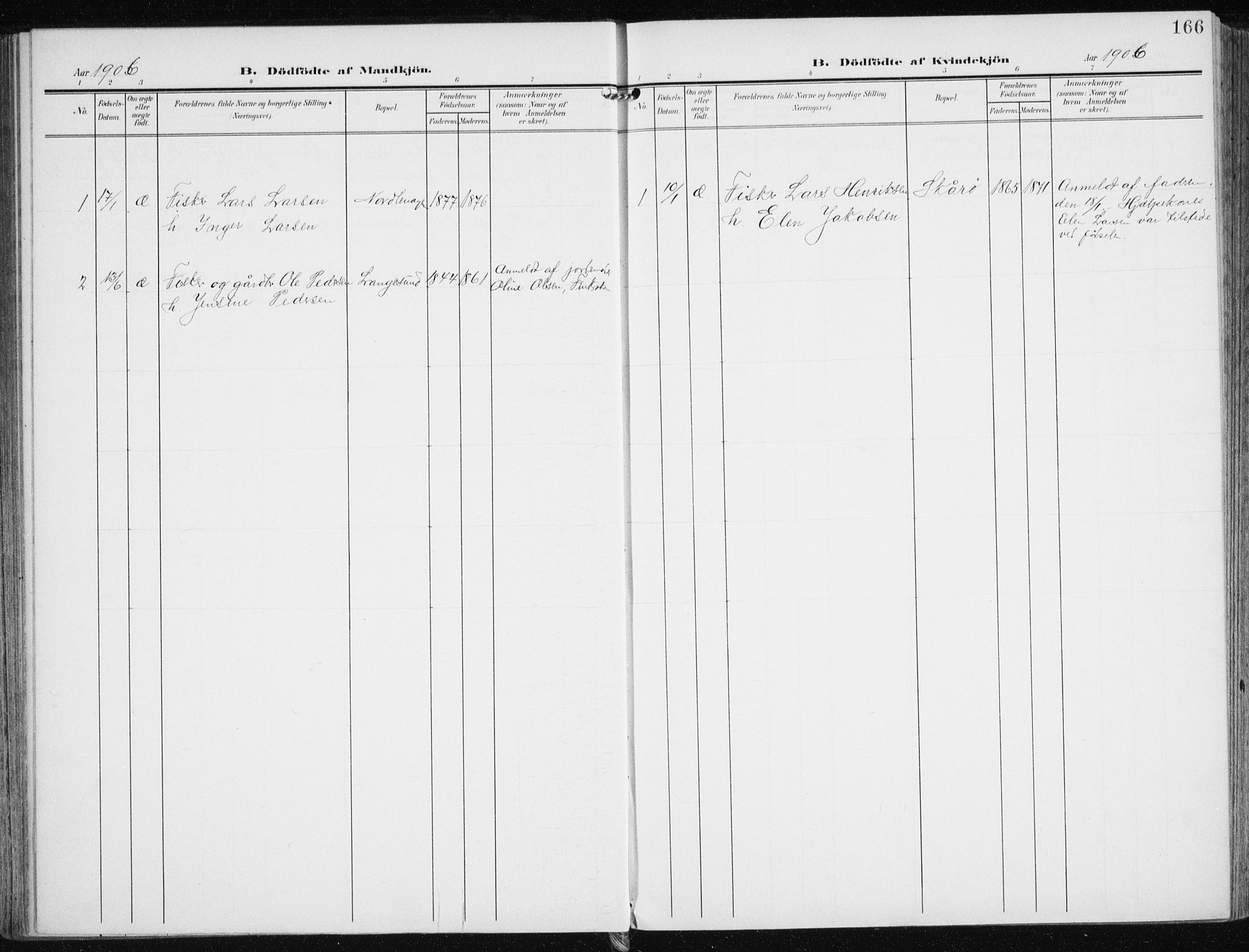 Karlsøy sokneprestembete, AV/SATØ-S-1299/H/Ha/Haa/L0014kirke: Parish register (official) no. 14, 1903-1917, p. 166