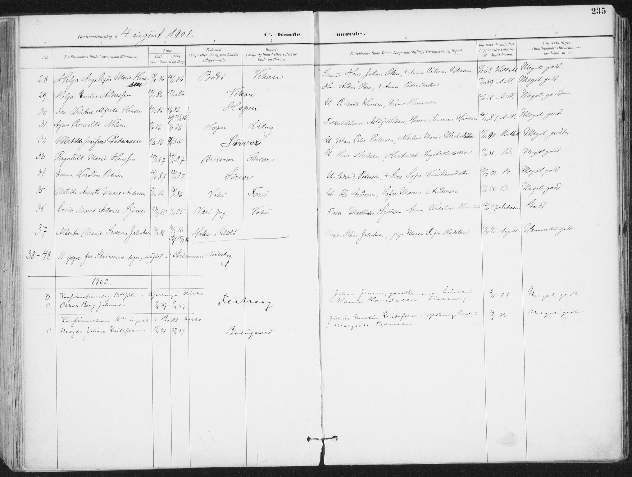 Ministerialprotokoller, klokkerbøker og fødselsregistre - Nordland, AV/SAT-A-1459/802/L0055: Parish register (official) no. 802A02, 1894-1915, p. 235