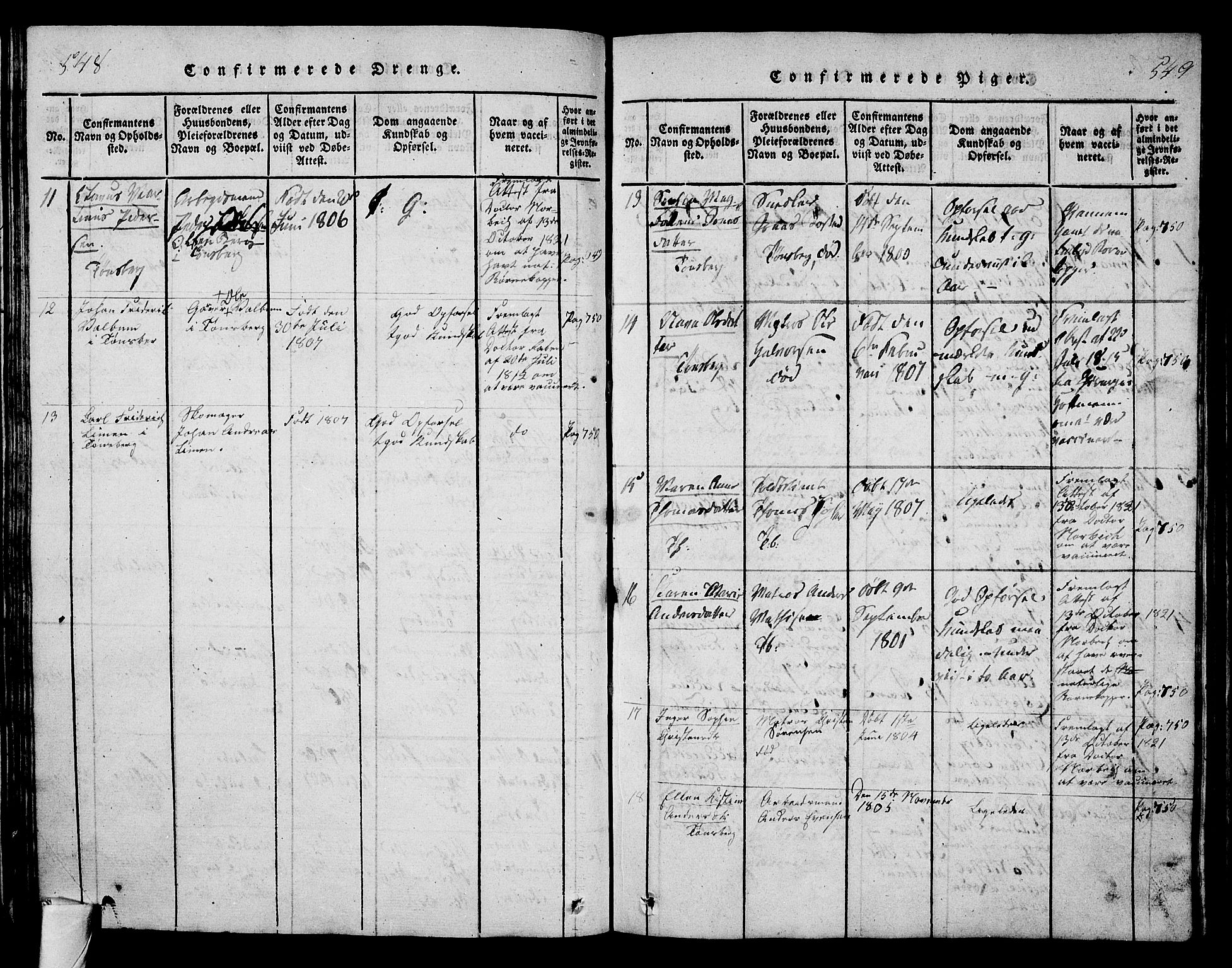 Tønsberg kirkebøker, AV/SAKO-A-330/F/Fa/L0004: Parish register (official) no. I 4, 1813-1826, p. 548-549