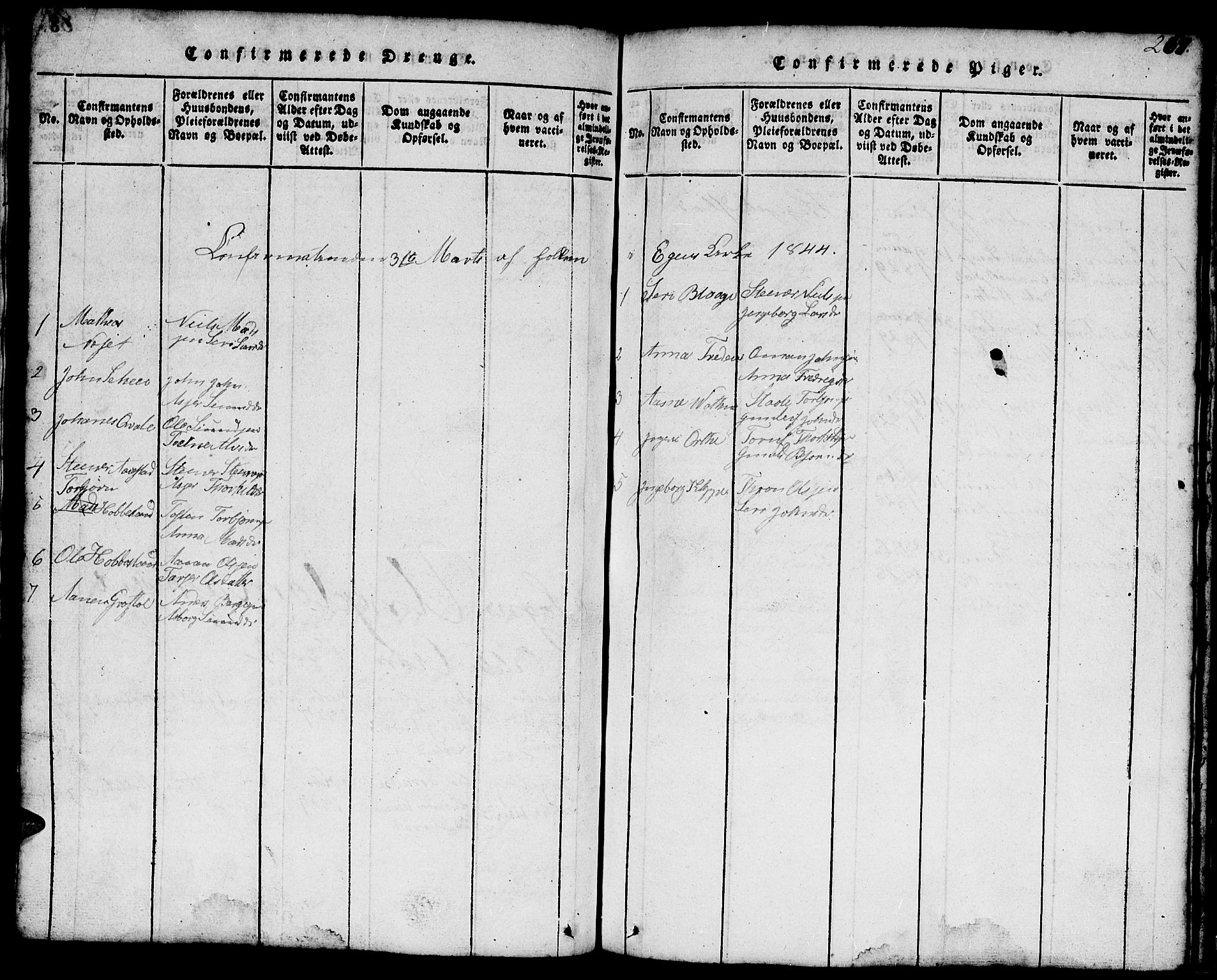 Hægebostad sokneprestkontor, SAK/1111-0024/F/Fb/Fbb/L0001: Parish register (copy) no. B 1, 1816-1850, p. 269