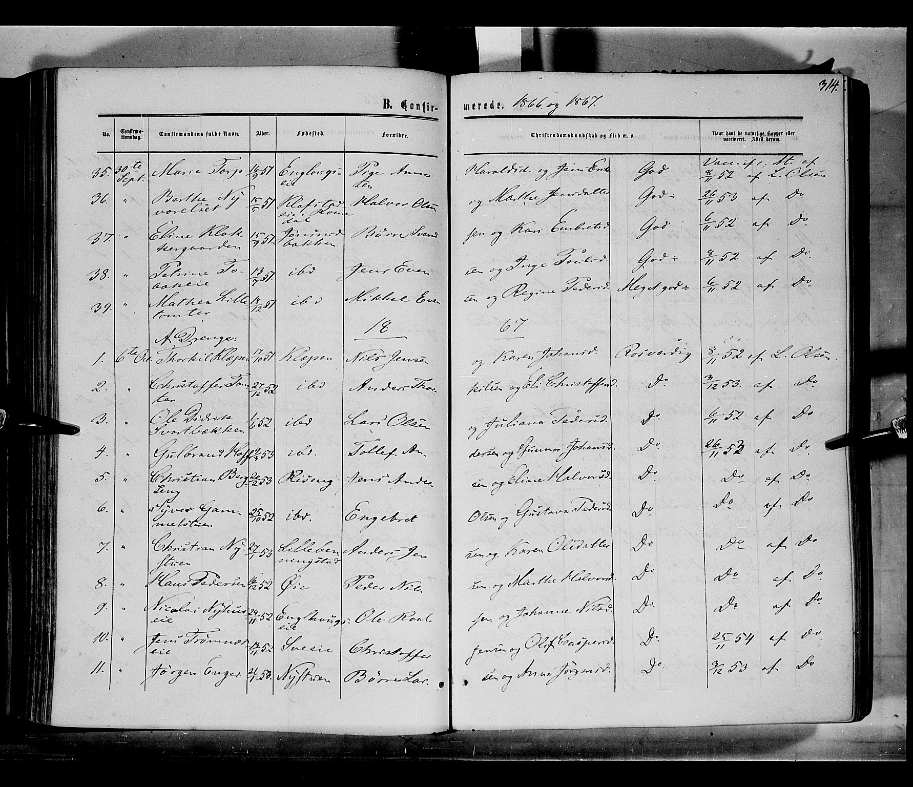 Løten prestekontor, AV/SAH-PREST-022/K/Ka/L0008: Parish register (official) no. 8, 1860-1877, p. 314