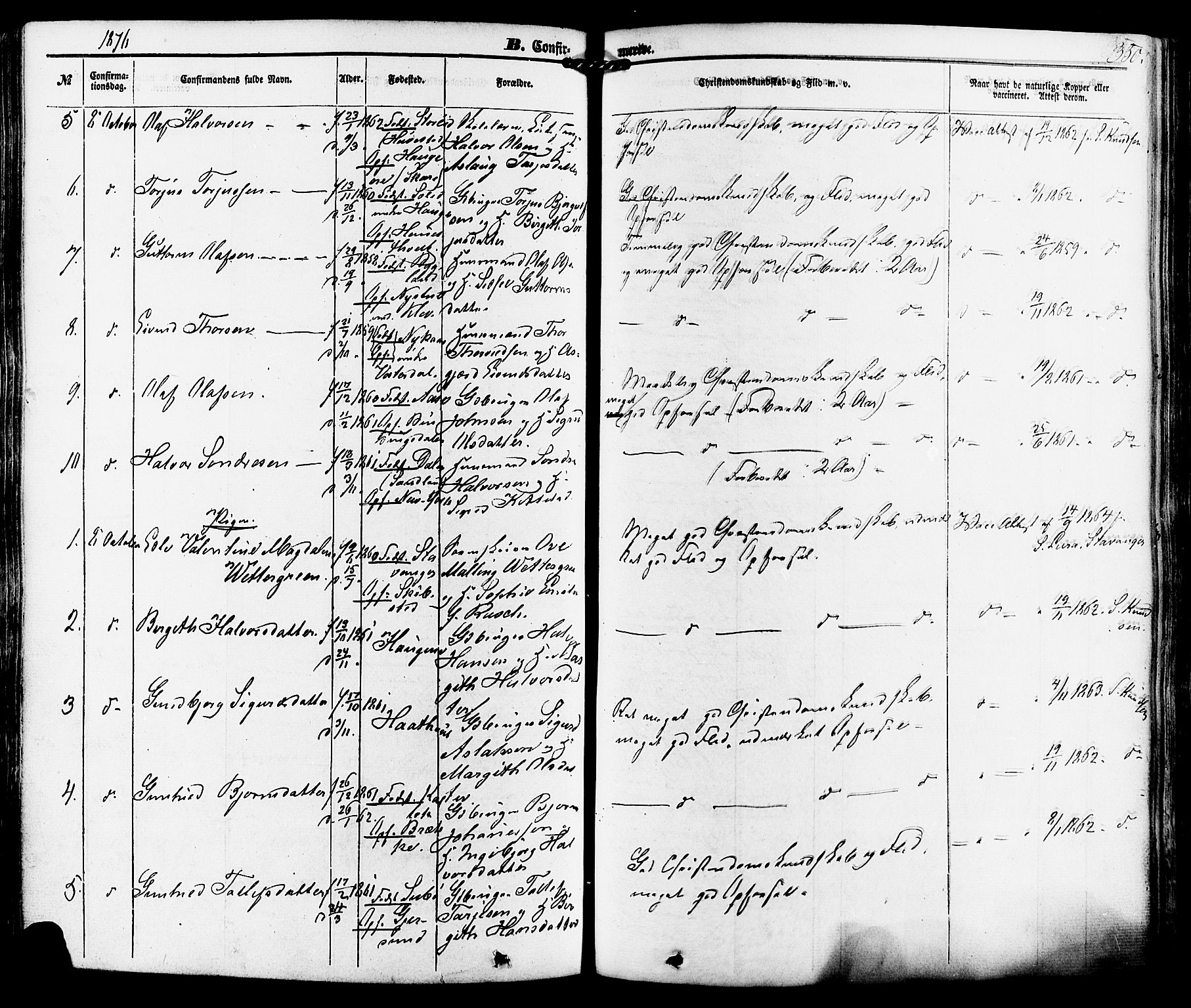 Kviteseid kirkebøker, AV/SAKO-A-276/F/Fa/L0007: Parish register (official) no. I 7, 1859-1881, p. 350