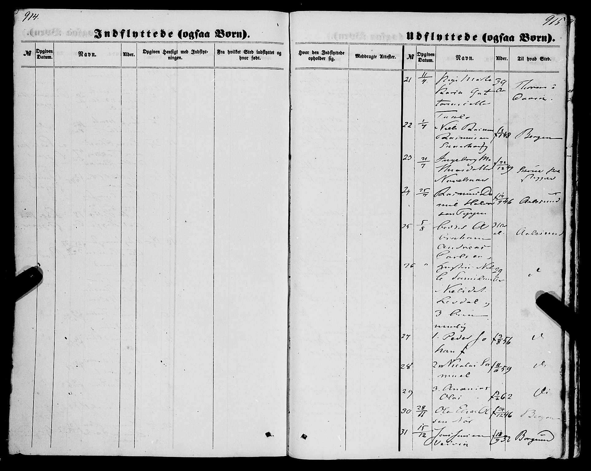 Eid sokneprestembete, AV/SAB-A-82301/H/Haa/Haaa/L0009: Parish register (official) no. A 9, 1861-1868, p. 914-915