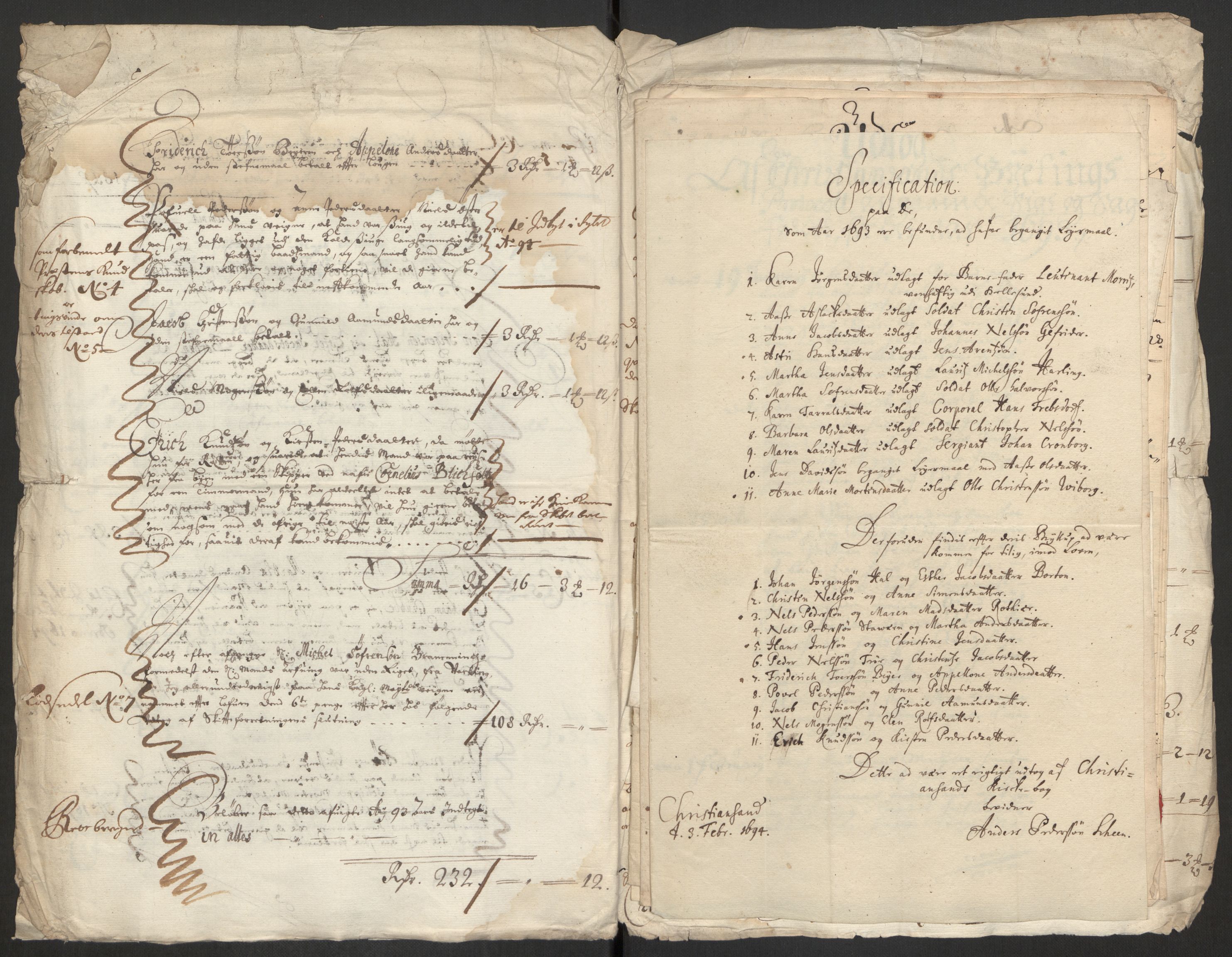 Rentekammeret inntil 1814, Reviderte regnskaper, Byregnskaper, AV/RA-EA-4066/R/Rm/L0285: [M18] Sikt og sakefall, 1681-1718, p. 179