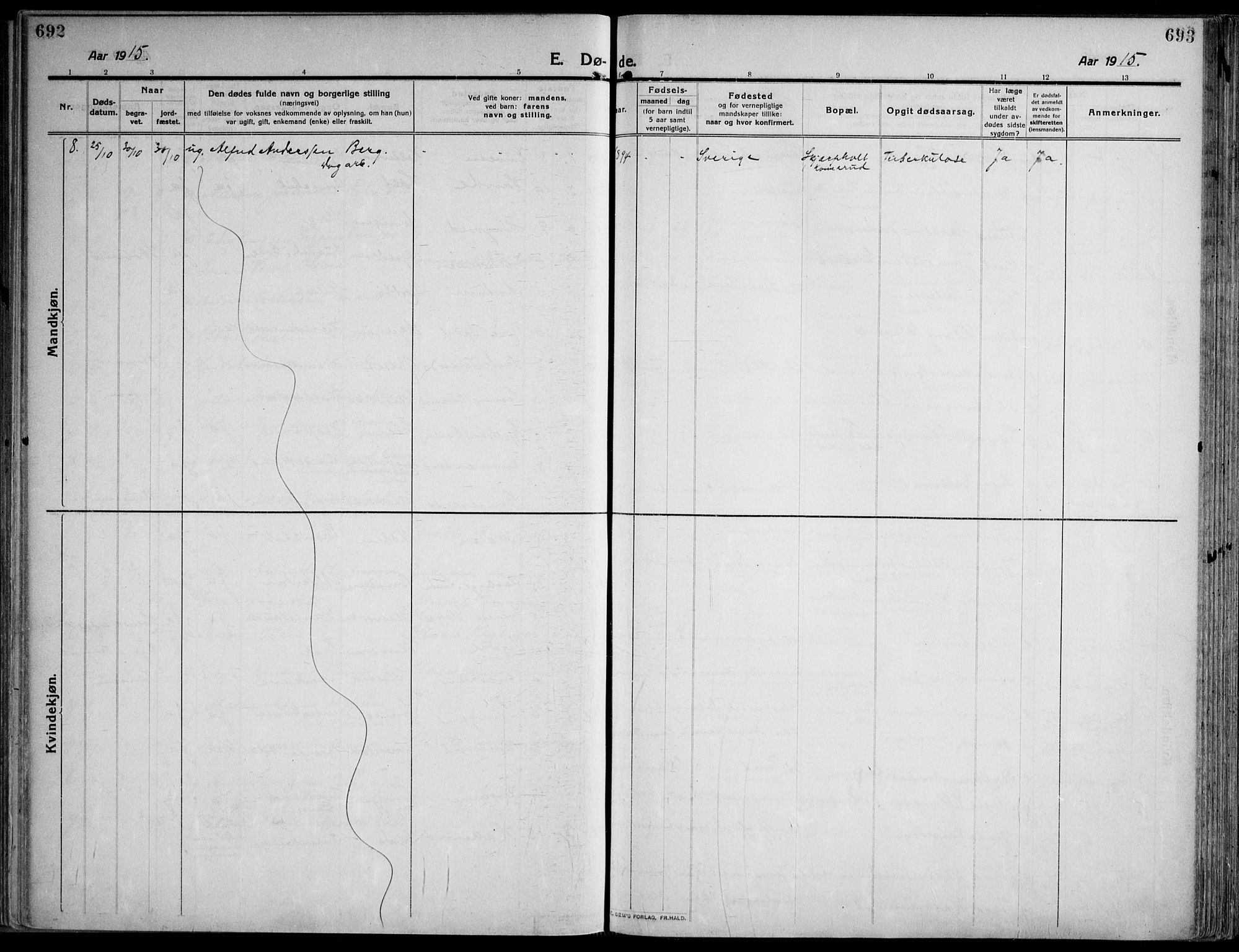 Skoger kirkebøker, SAKO/A-59/F/Fa/L0007: Parish register (official) no. I 7, 1911-1936, p. 692-693