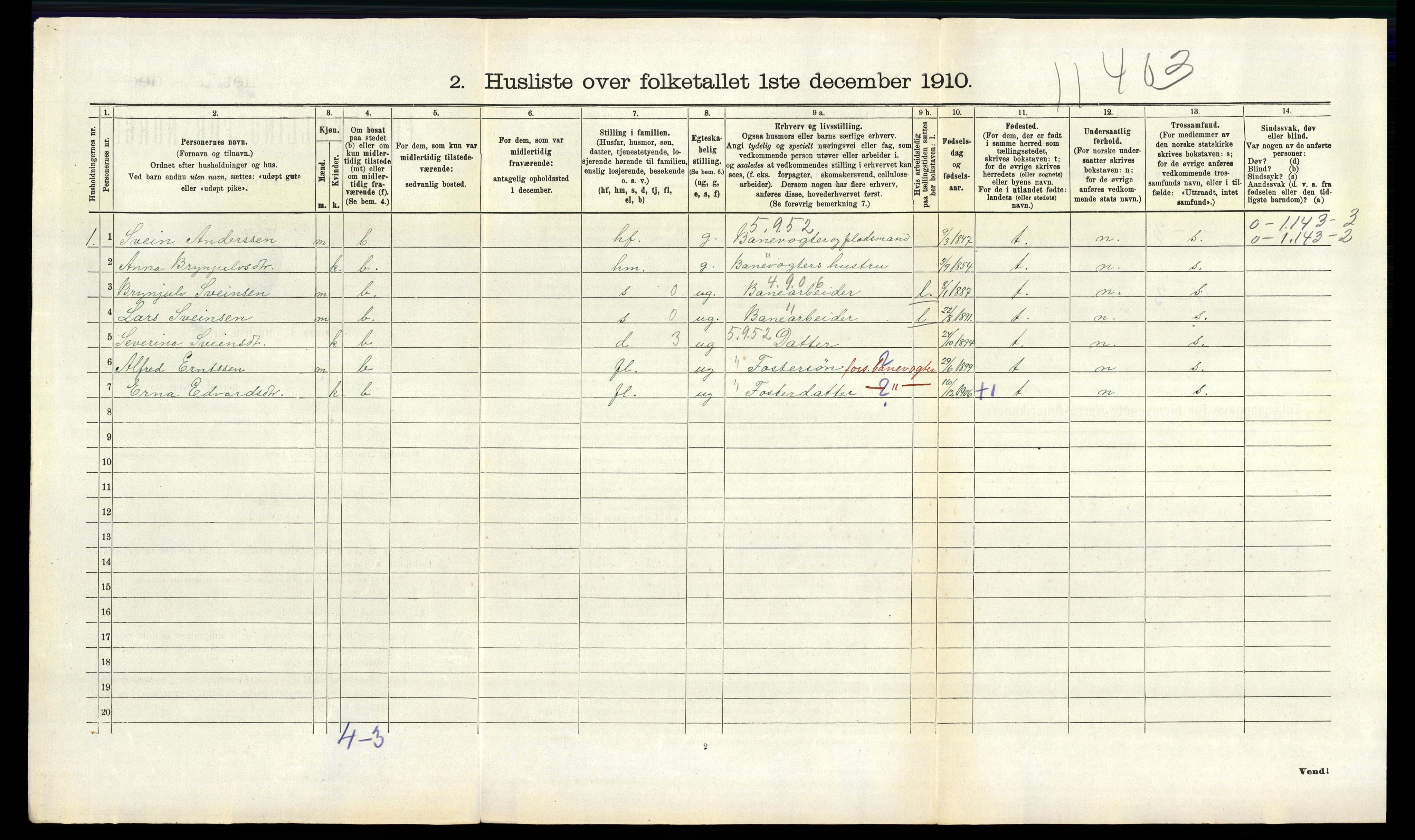 RA, 1910 census for Evanger, 1910, p. 616