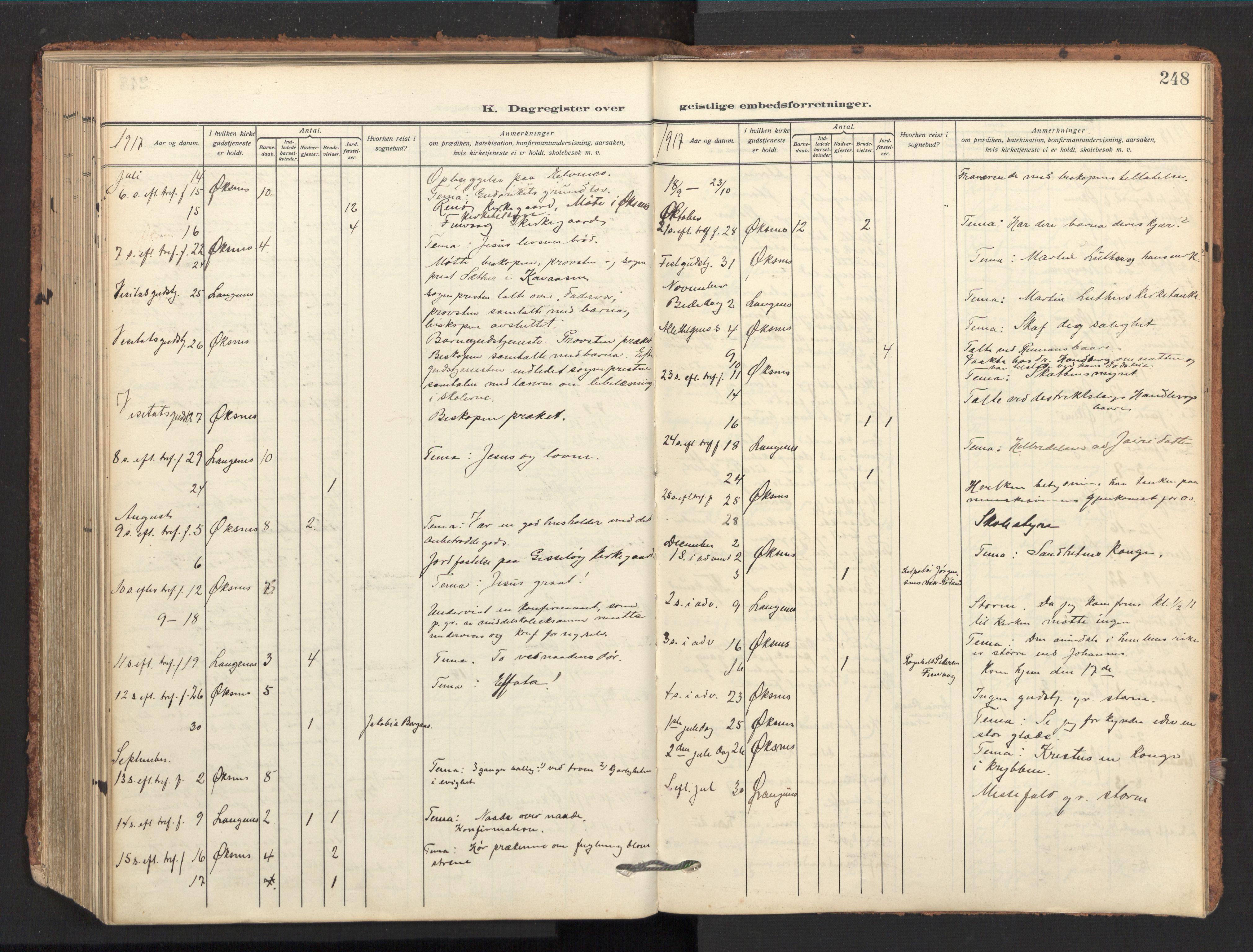 Ministerialprotokoller, klokkerbøker og fødselsregistre - Nordland, AV/SAT-A-1459/893/L1343: Parish register (official) no. 893A15, 1914-1928, p. 248