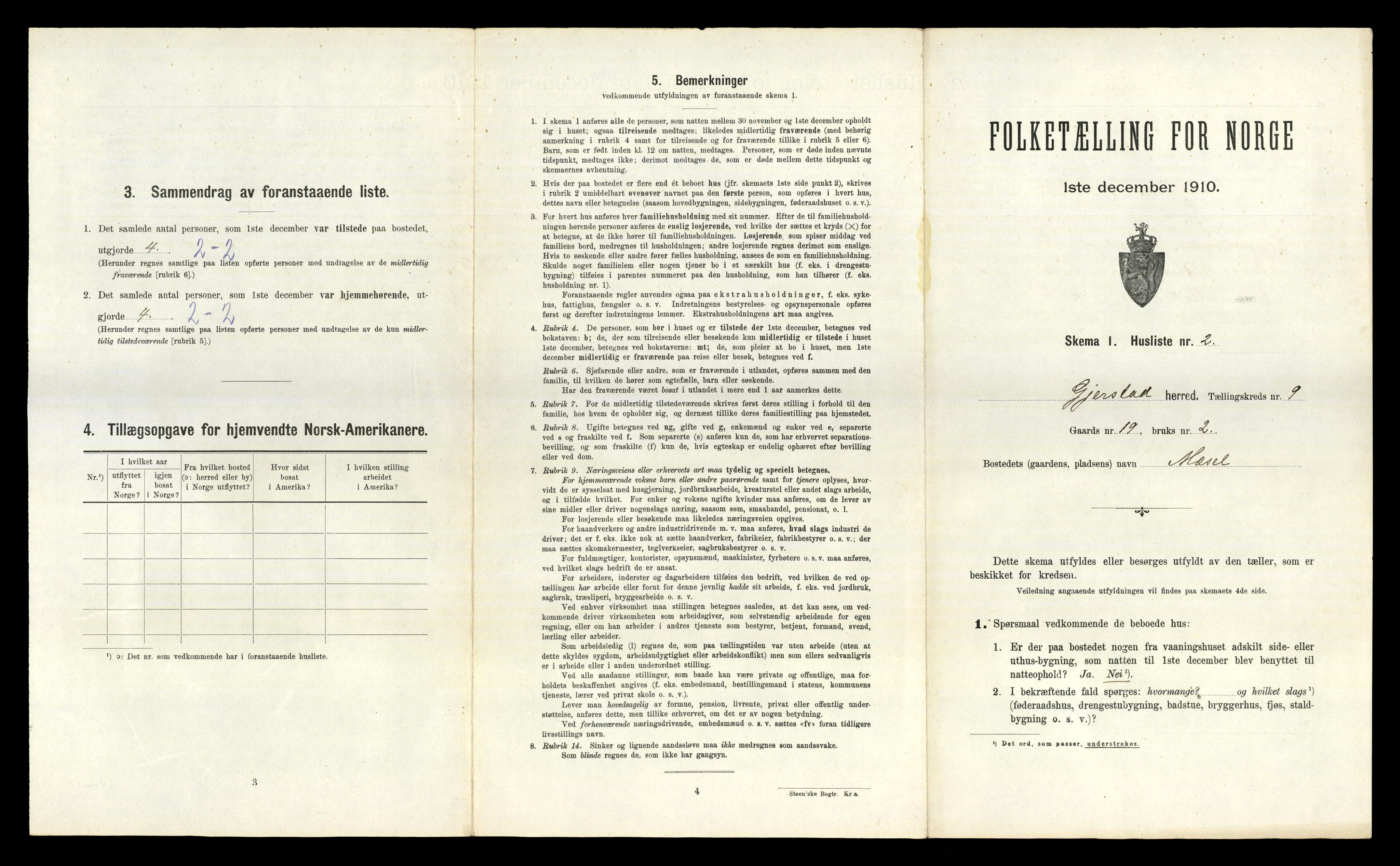 RA, 1910 census for Gjerstad, 1910, p. 707