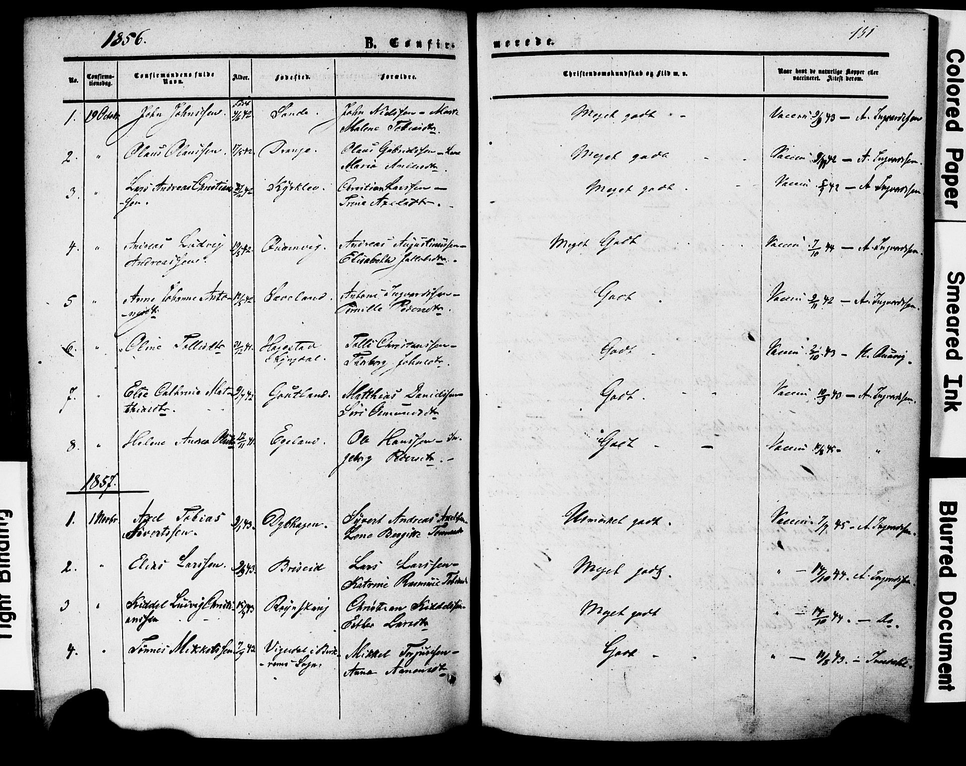 Herad sokneprestkontor, AV/SAK-1111-0018/F/Fa/Faa/L0005: Parish register (official) no. A 5, 1853-1886, p. 151