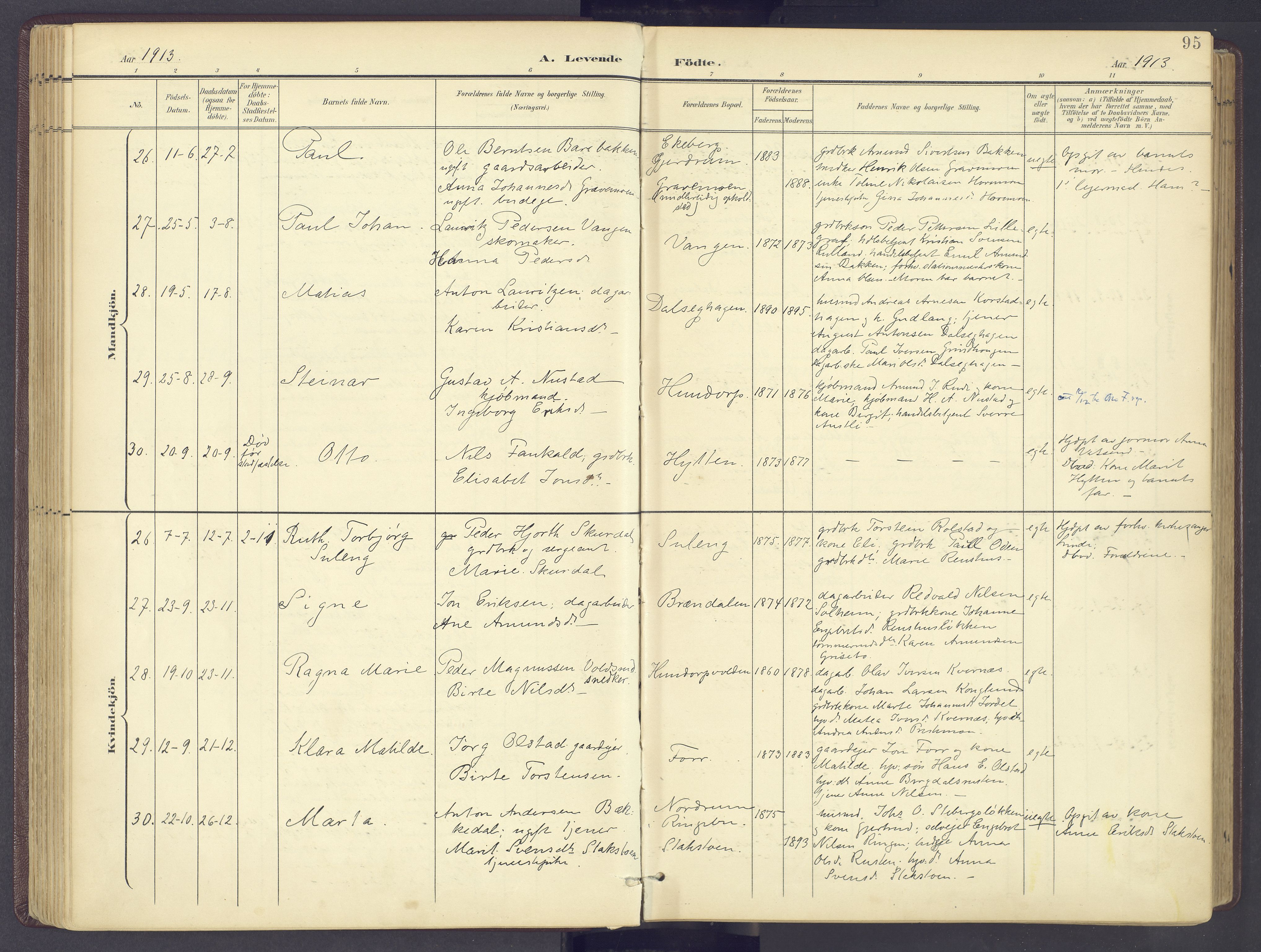 Sør-Fron prestekontor, AV/SAH-PREST-010/H/Ha/Haa/L0004: Parish register (official) no. 4, 1898-1919, p. 95