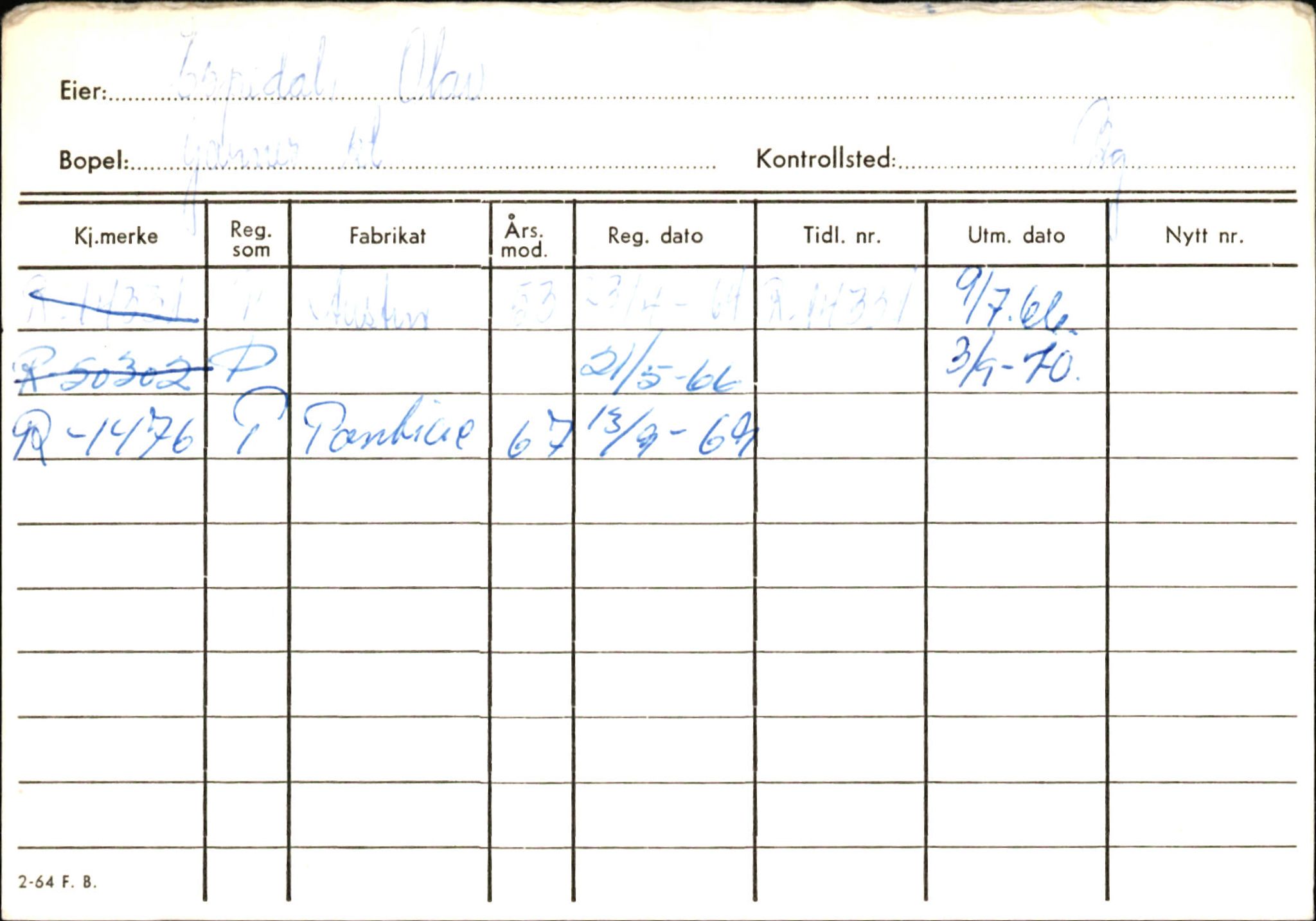 Statens vegvesen, Hordaland vegkontor, AV/SAB-A-5201/2/Ha/L0012: R-eierkort E-F, 1920-1971, p. 45