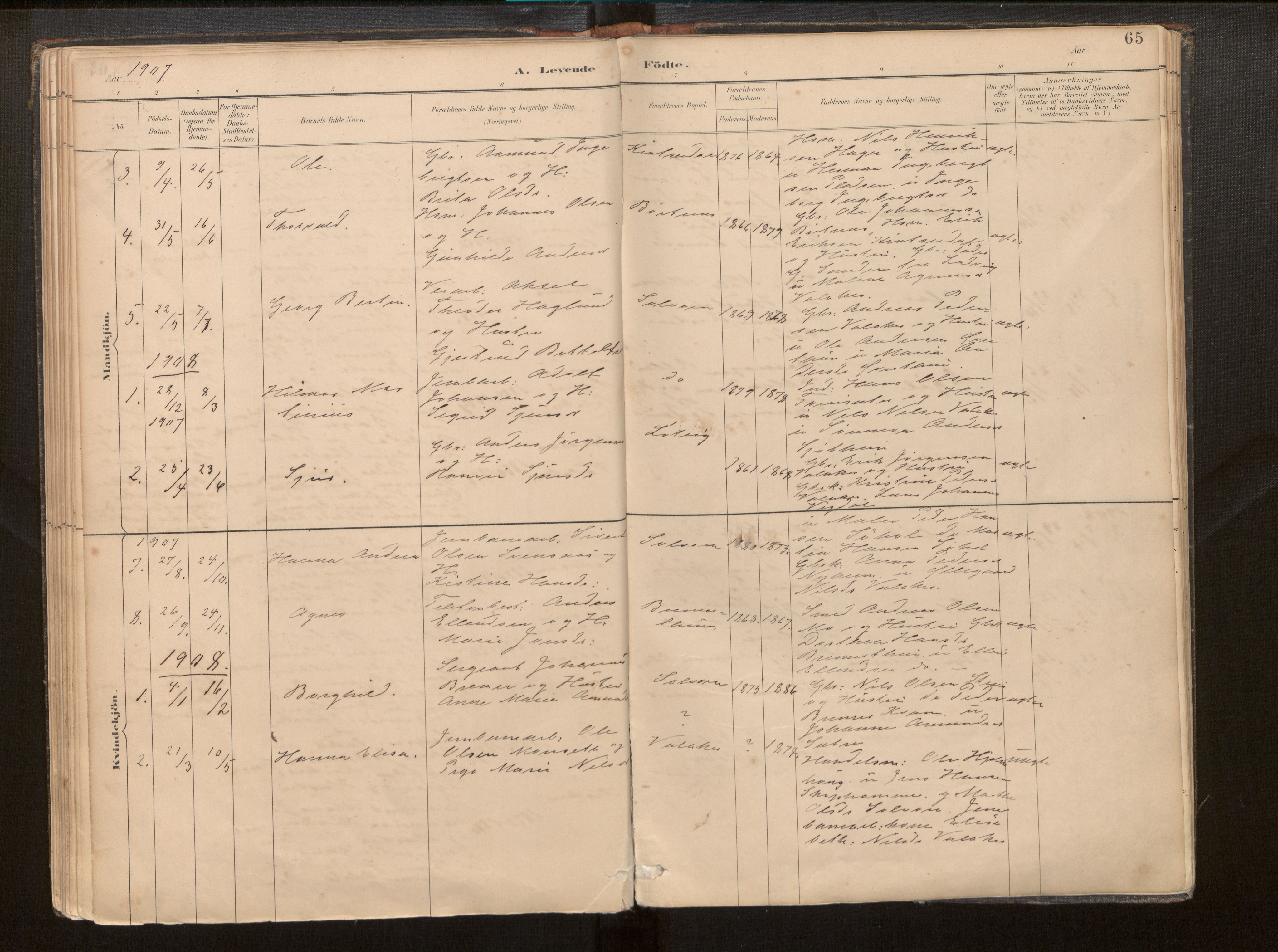 Hafslo sokneprestembete, SAB/A-80301/H/Haa/Haac/L0001: Parish register (official) no. C 1, 1886-1944, p. 65