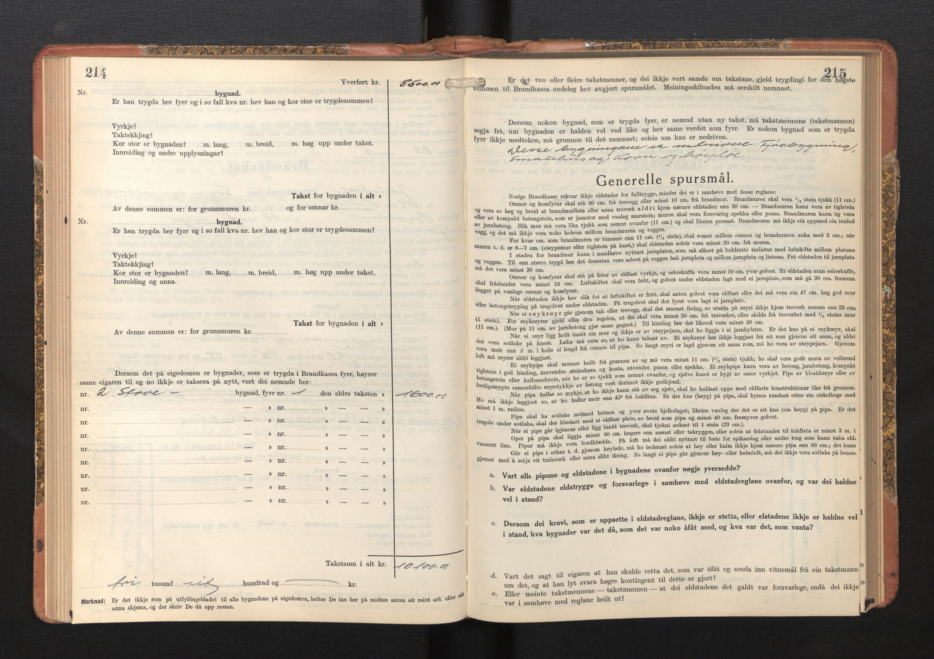 Lensmannen i Jostedal, AV/SAB-A-28601/0012/L0006: Branntakstprotokoll, skjematakst, 1936-1948, p. 214-215