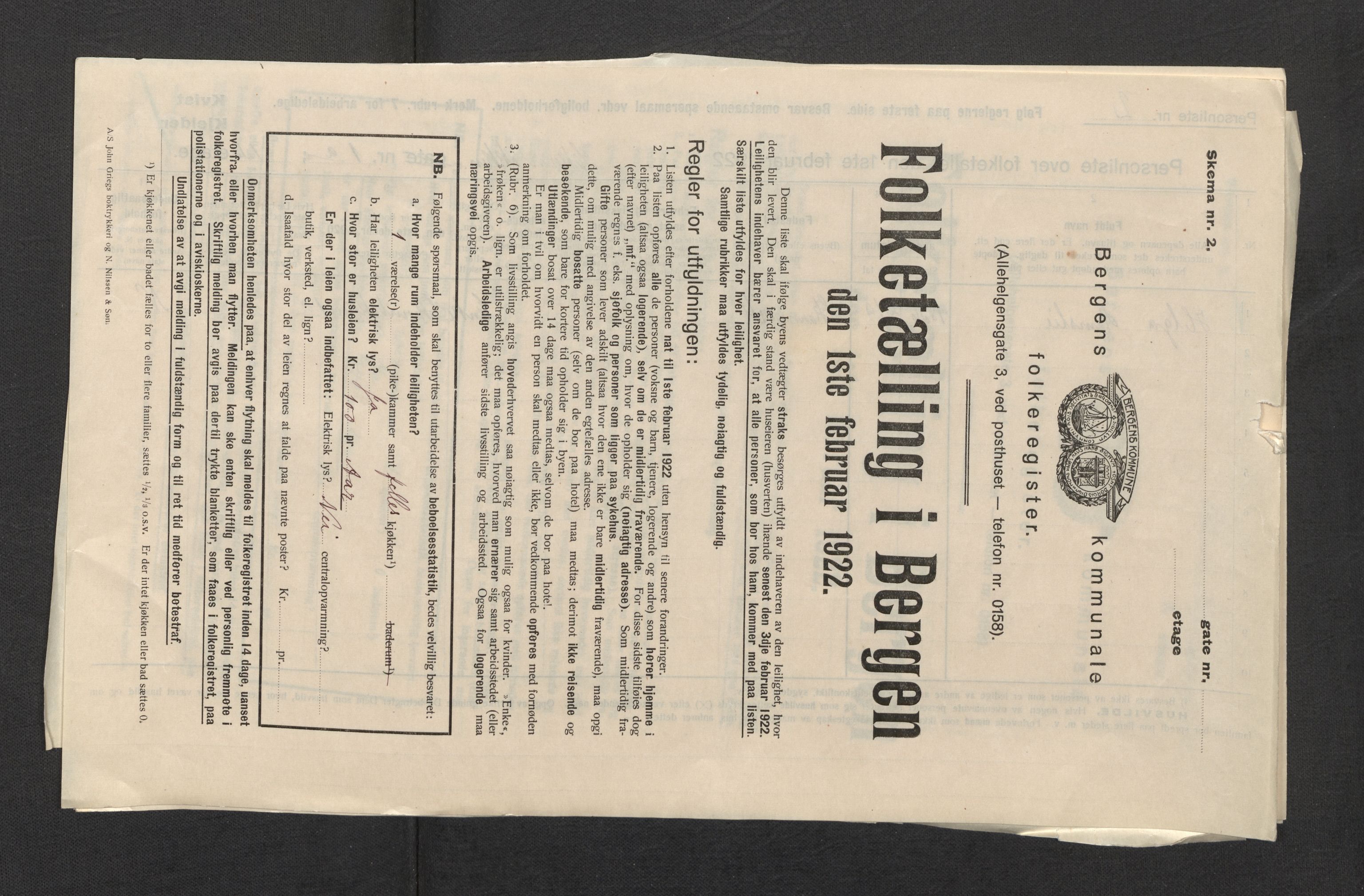 SAB, Municipal Census 1922 for Bergen, 1922, p. 6642