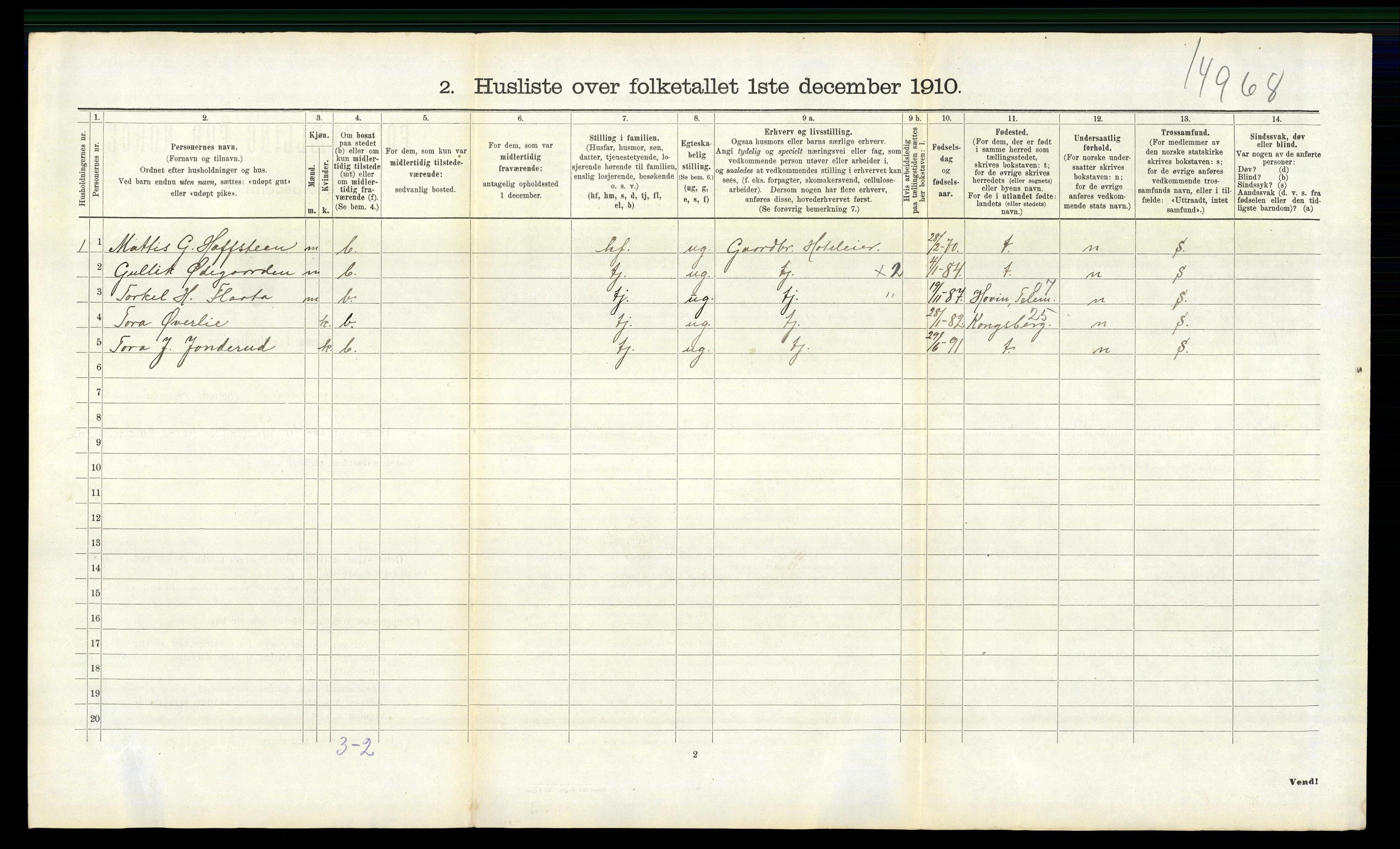 RA, 1910 census for Gransherad, 1910, p. 427