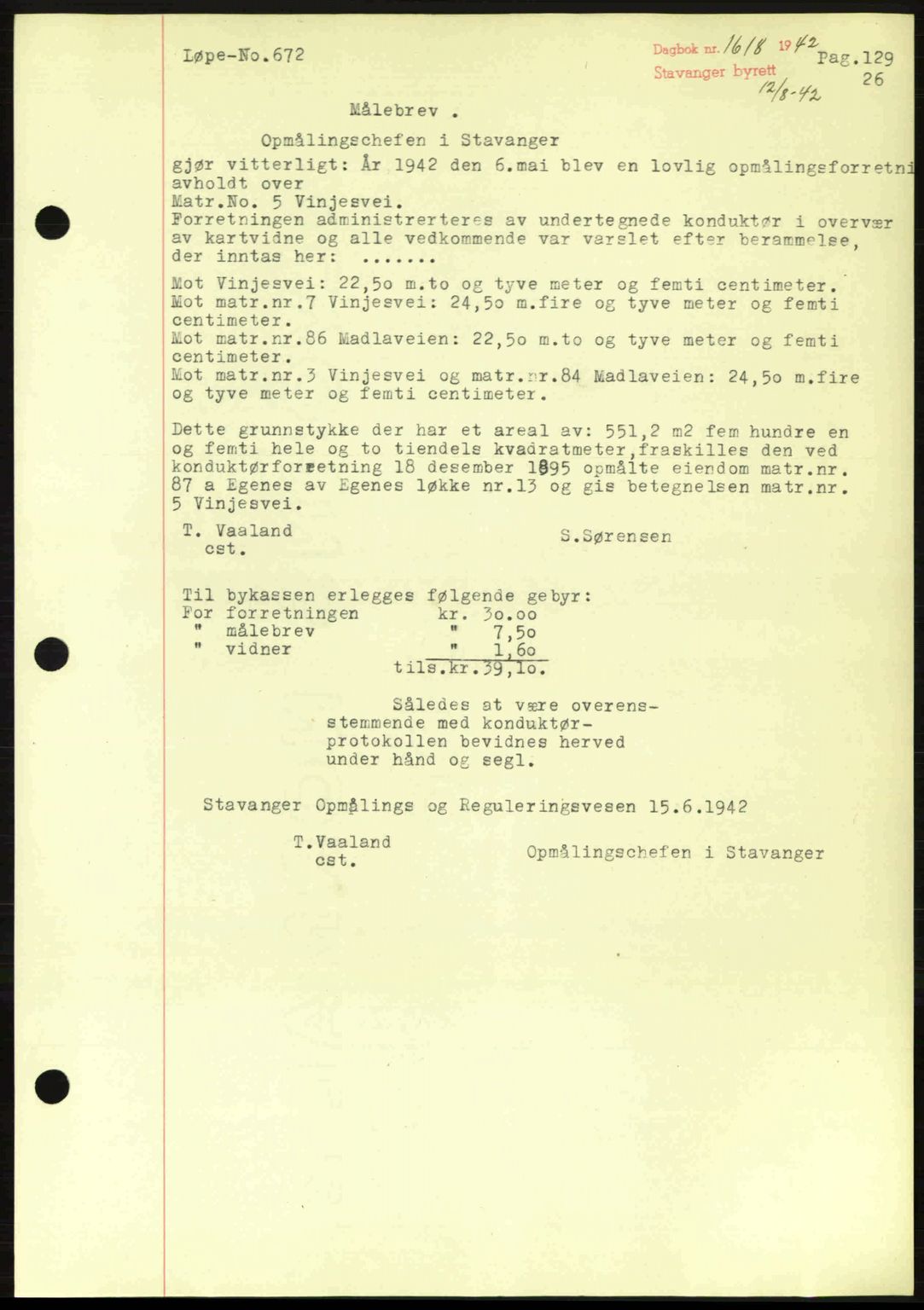 Stavanger byrett, SAST/A-100455/002/G/Gb/L0017: Mortgage book no. A7, 1941-1943, Diary no: : 1618/1942