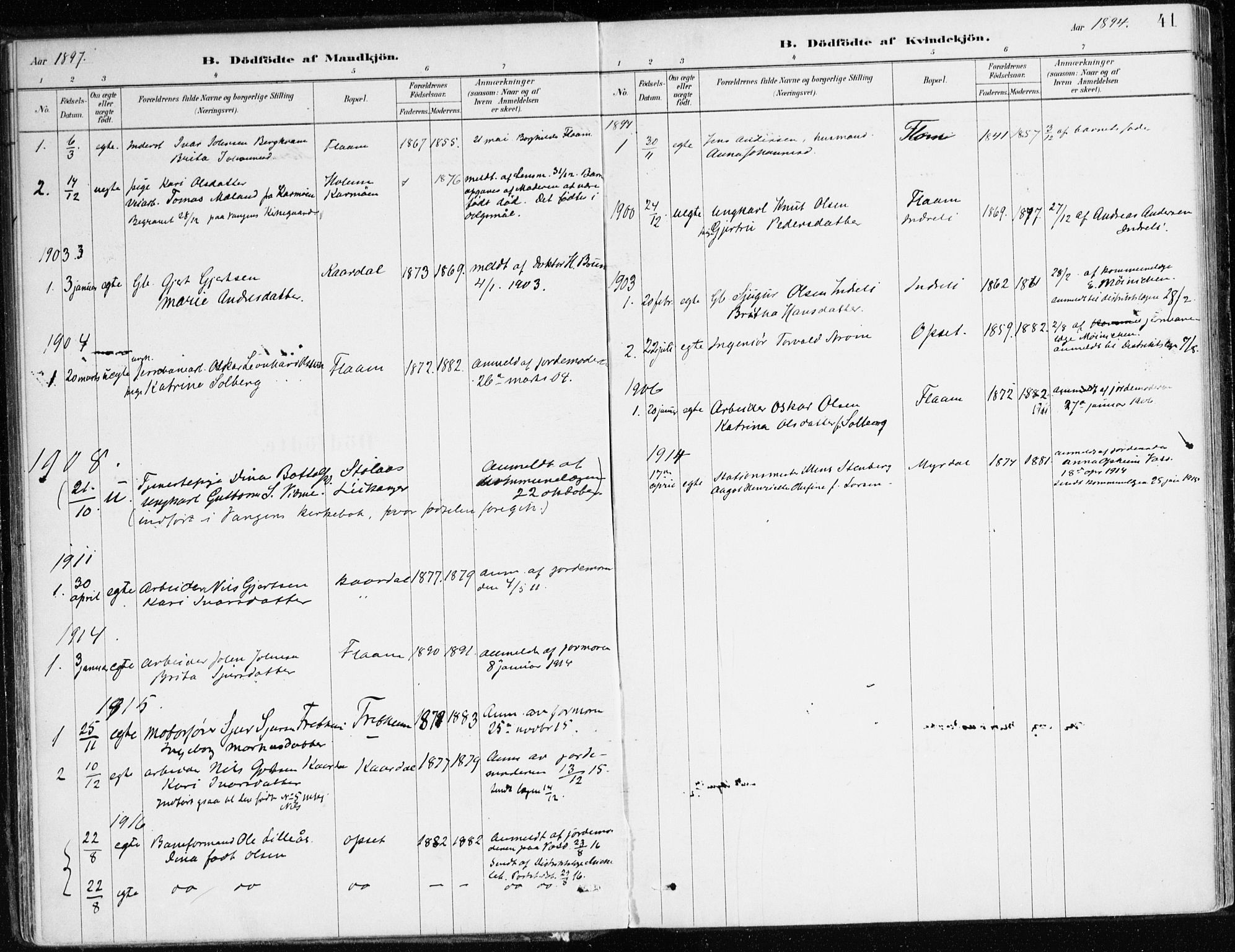 Aurland sokneprestembete, SAB/A-99937/H/Ha/Hac/L0001: Parish register (official) no. C 1, 1880-1921, p. 41