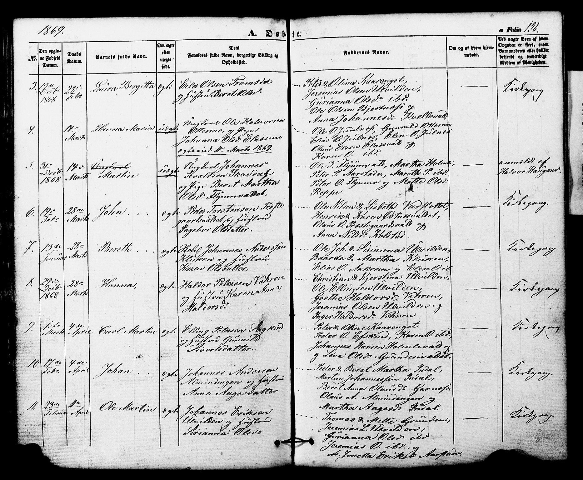 Ministerialprotokoller, klokkerbøker og fødselsregistre - Nord-Trøndelag, SAT/A-1458/724/L0268: Parish register (copy) no. 724C04, 1846-1878, p. 156