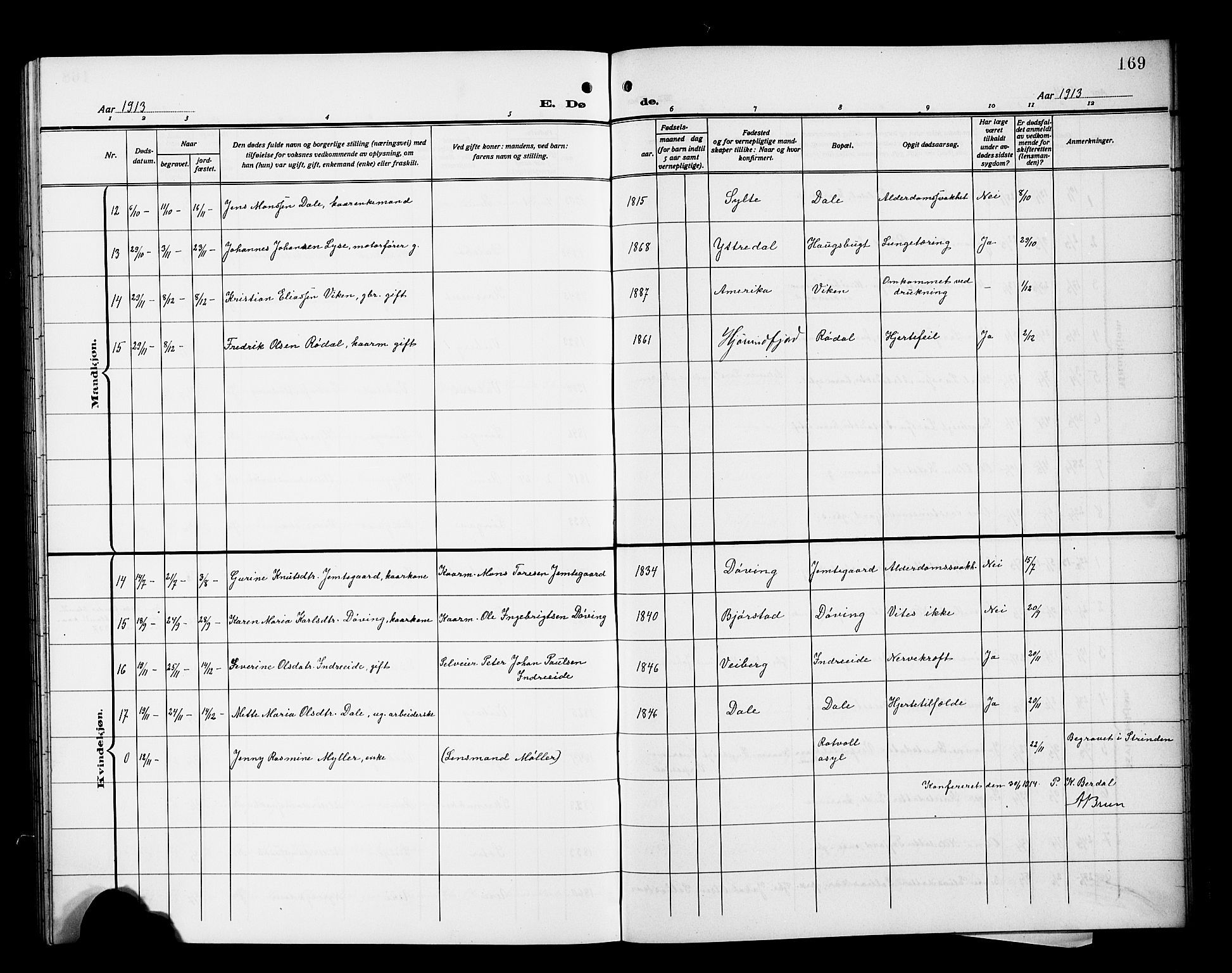 Ministerialprotokoller, klokkerbøker og fødselsregistre - Møre og Romsdal, AV/SAT-A-1454/519/L0265: Parish register (copy) no. 519C06, 1911-1921, p. 169