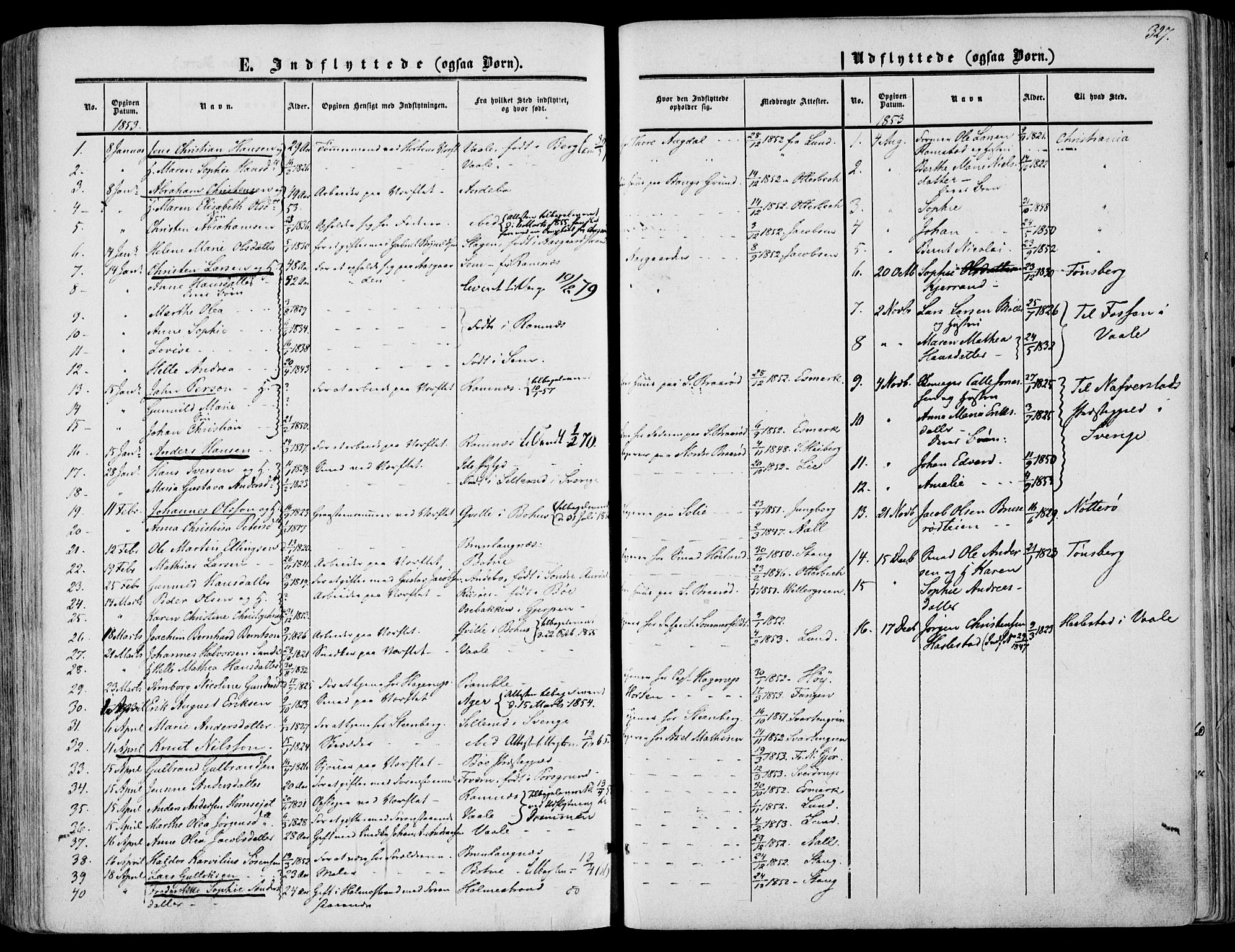 Borre kirkebøker, AV/SAKO-A-338/F/Fa/L0006: Parish register (official) no. I 6, 1852-1862, p. 327