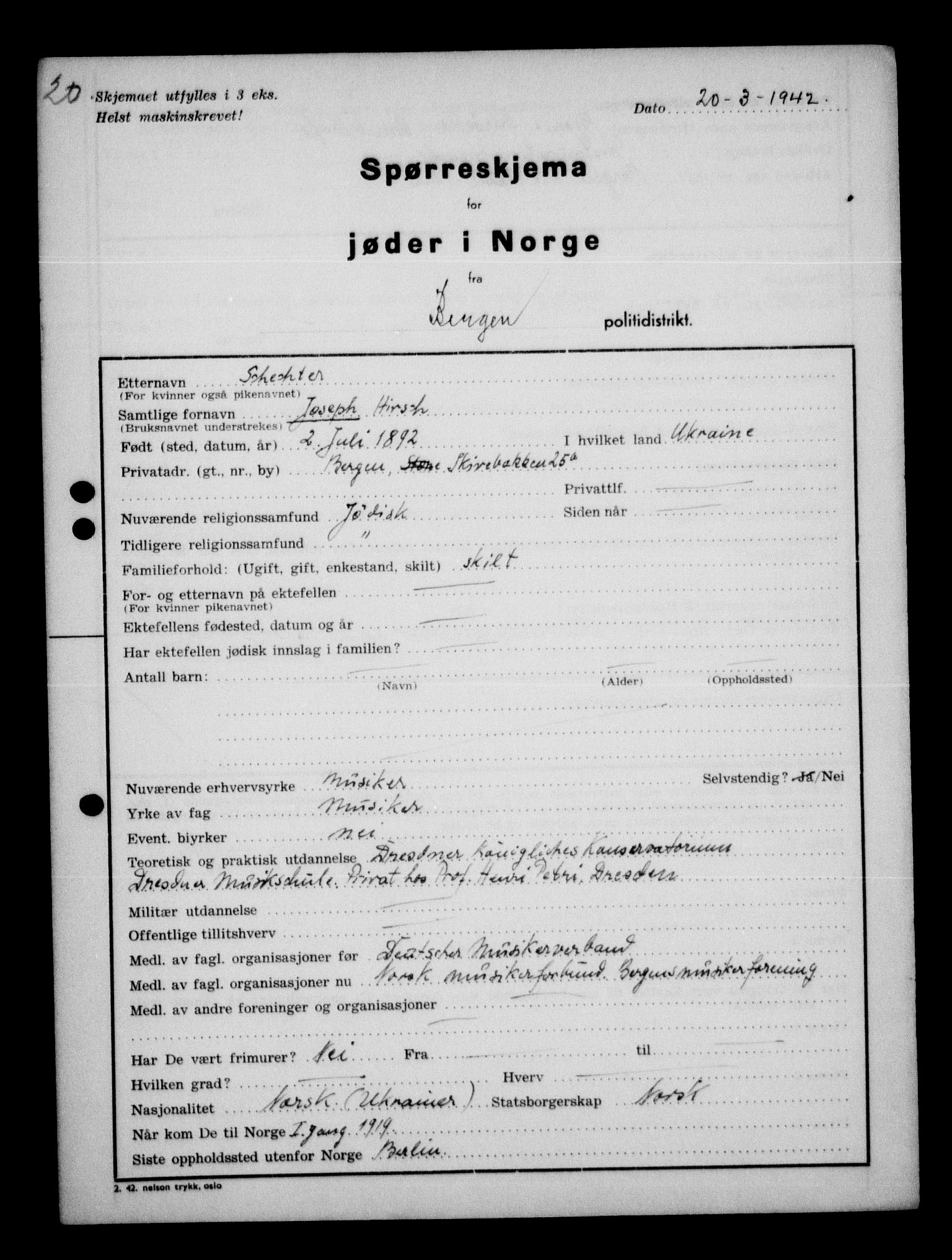 Statspolitiet - Hovedkontoret / Osloavdelingen, AV/RA-S-1329/G/Ga/L0012: Spørreskjema for jøder i Norge. 1: Aker 114- 207 (Levinson-Wozak) og 656 (Salomon). 2: Arendal-Hordaland. 3: Horten-Romerike.  , 1942, p. 367