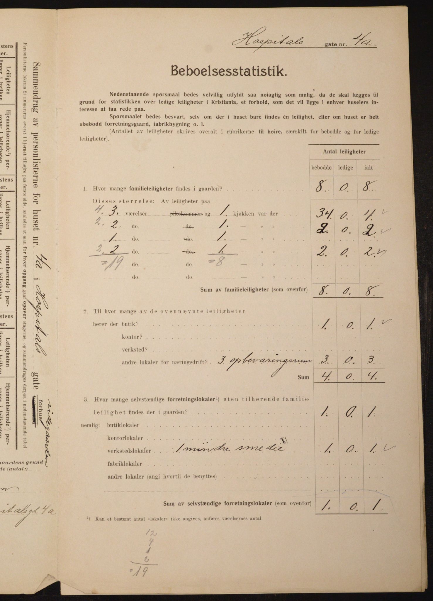 OBA, Municipal Census 1910 for Kristiania, 1910, p. 40639