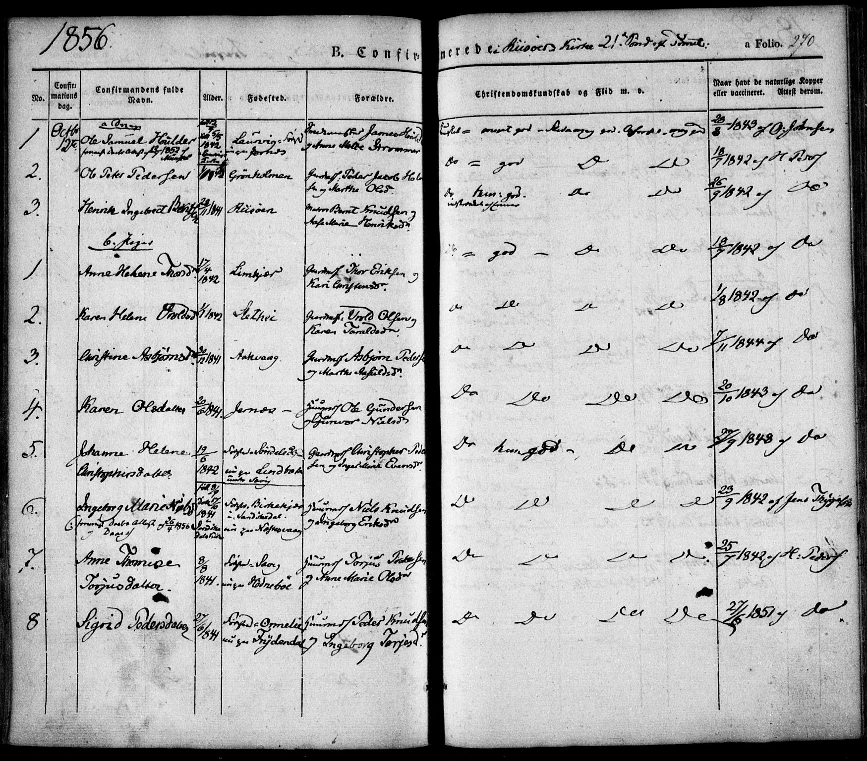 Søndeled sokneprestkontor, AV/SAK-1111-0038/F/Fa/L0002: Parish register (official) no. A 2, 1839-1860, p. 270