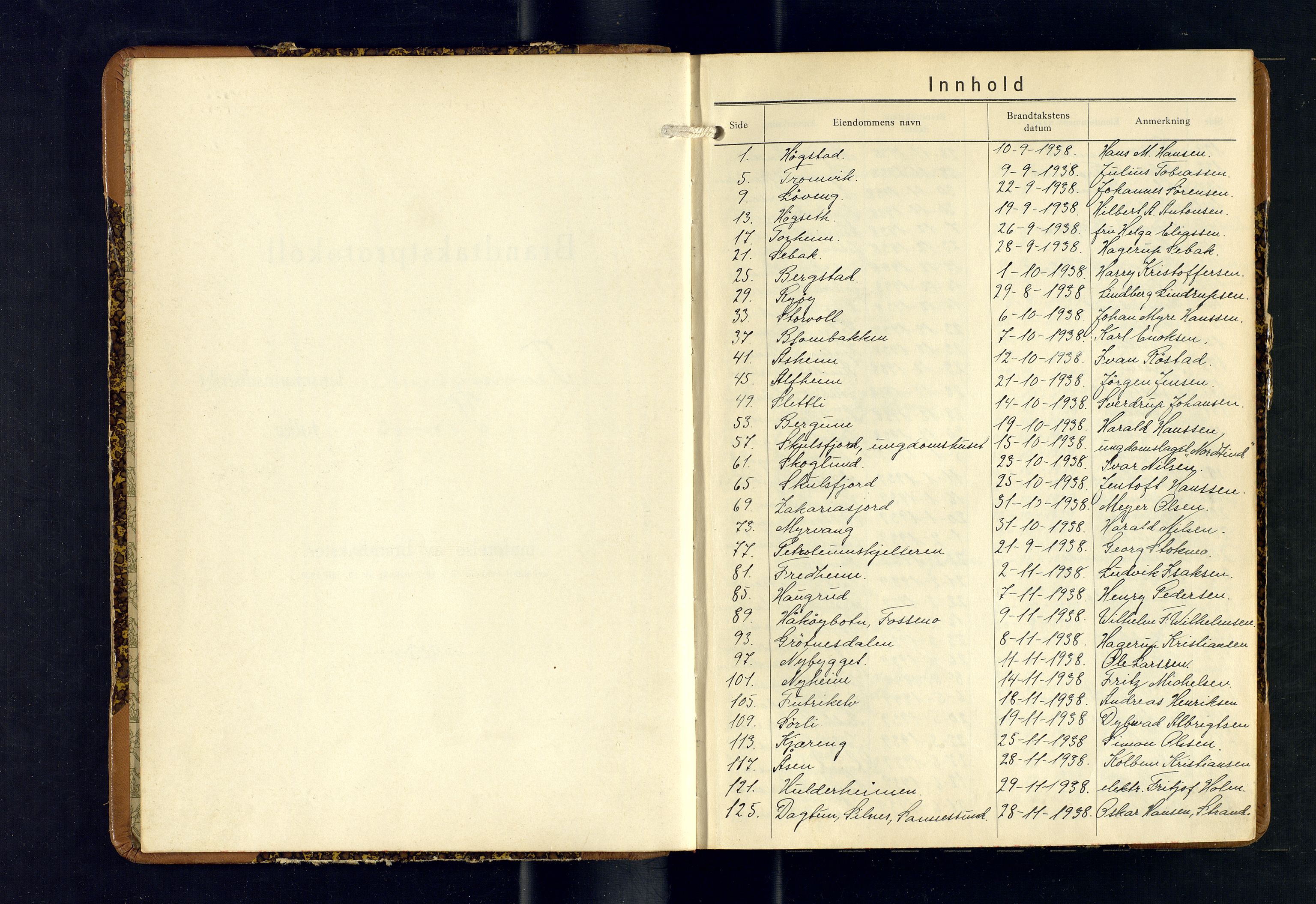 Tromsøysund lensmannskontor, AV/SATØ-SATØ-12/F/Fs/Fsb/L0756: Branntakstprotokoll (S). Med register, 1938-1940