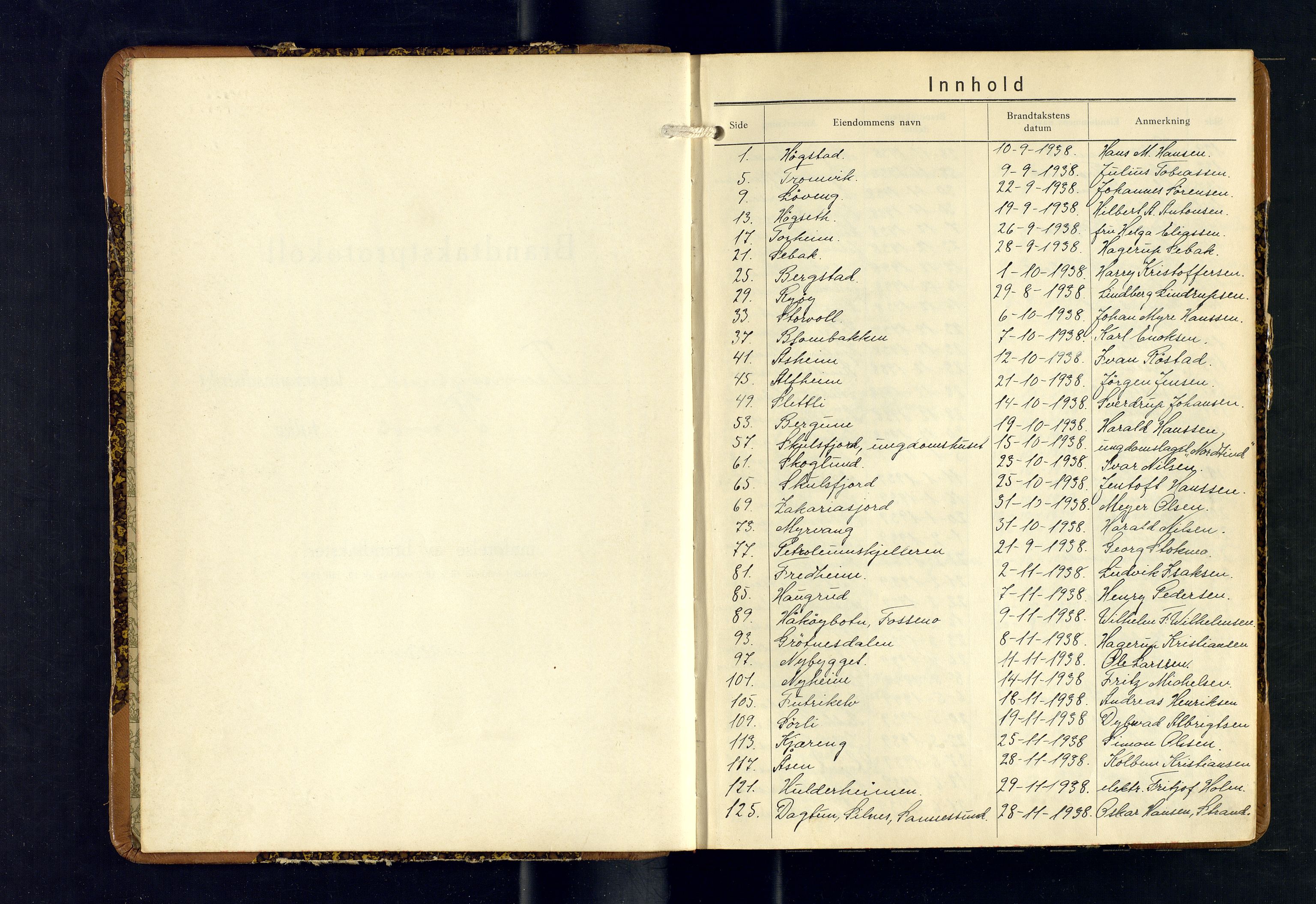 Tromsøysund lensmannskontor, SATØ/SATØ-12/F/Fs/Fsb/L0756: Branntakstprotokoll (S). Med register, 1938-1940