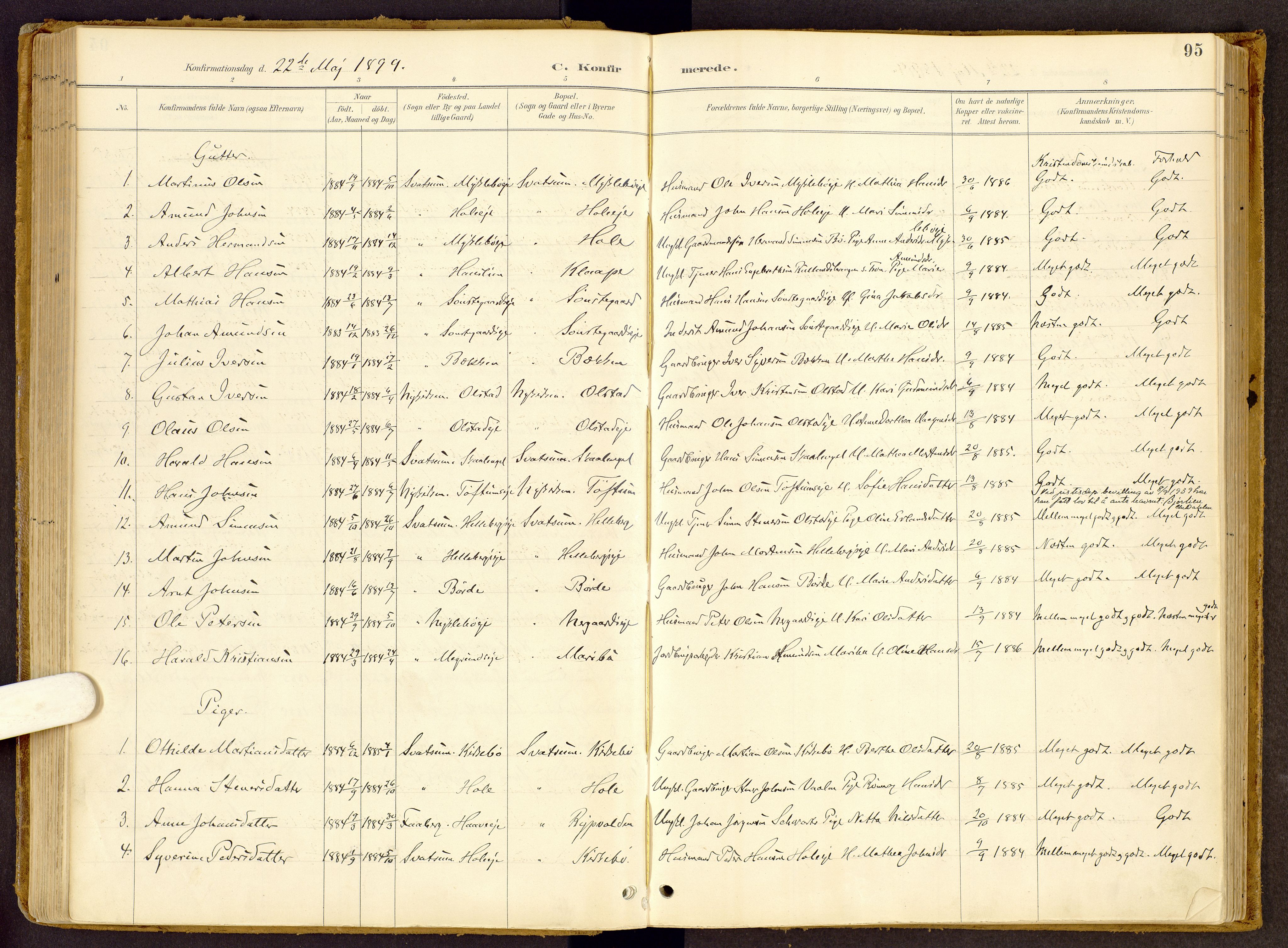 Vestre Gausdal prestekontor, SAH/PREST-094/H/Ha/Haa/L0002: Parish register (official) no. 2, 1887-1918, p. 95