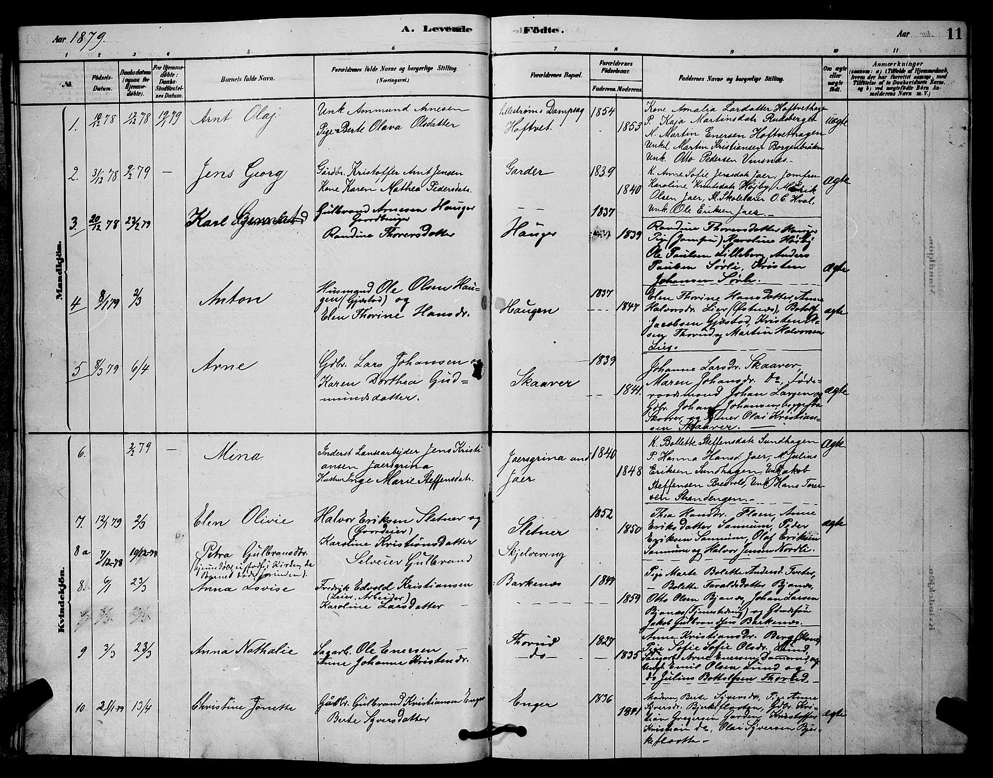 Fet prestekontor Kirkebøker, AV/SAO-A-10370a/G/Ga/L0006: Parish register (copy) no. I 6, 1878-1891, p. 11