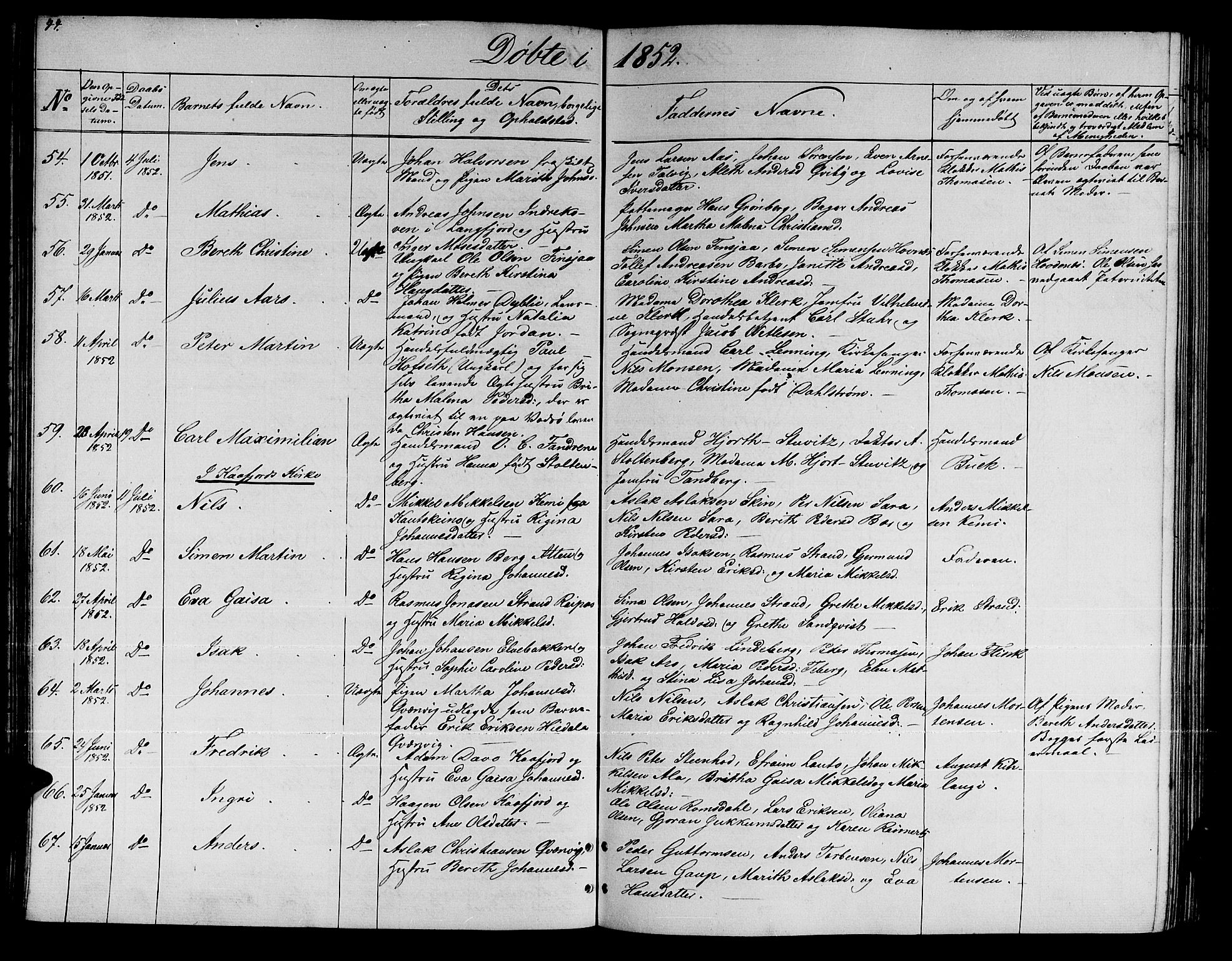 Talvik sokneprestkontor, AV/SATØ-S-1337/H/Hb/L0001klokker: Parish register (copy) no. 1, 1847-1863, p. 44