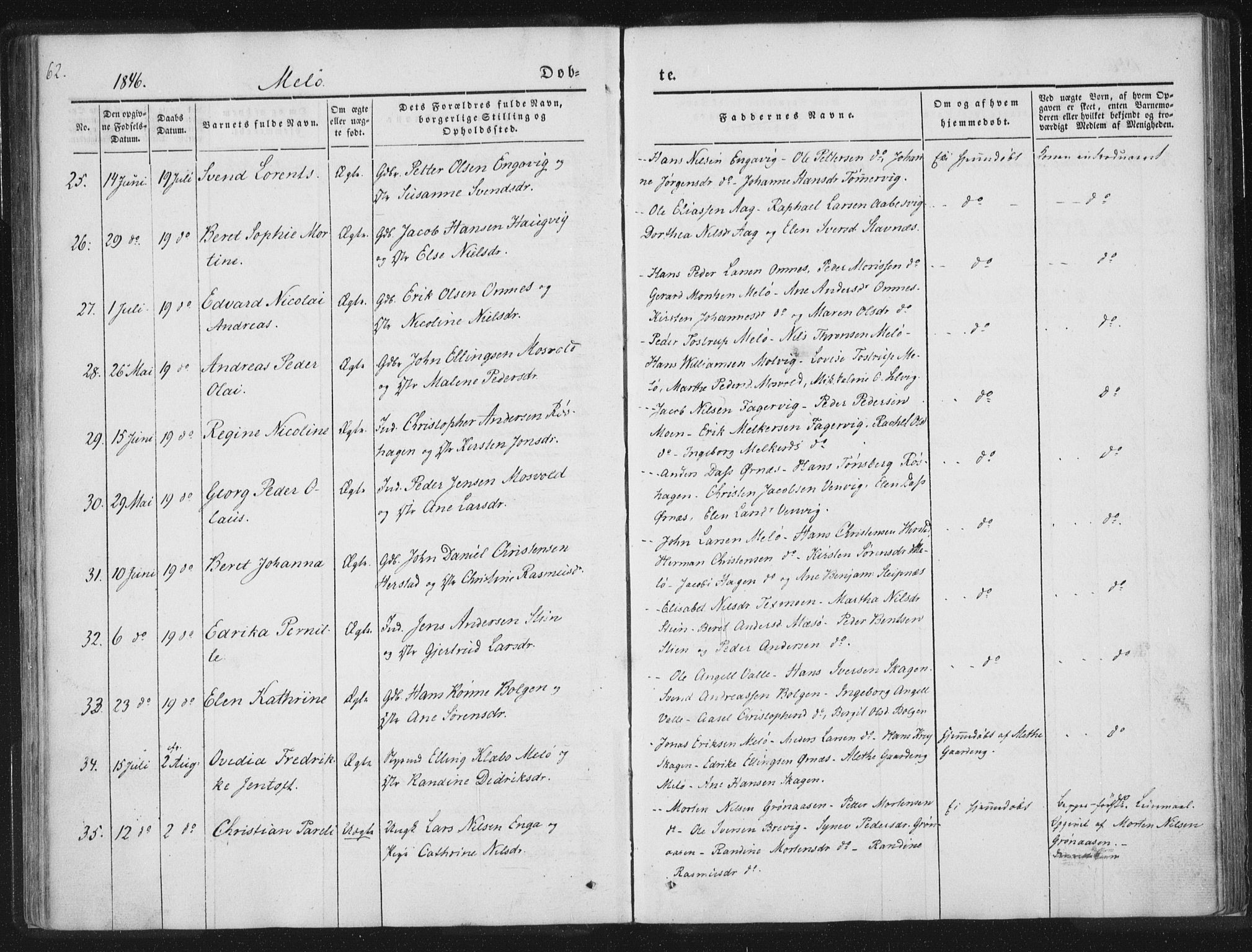 Ministerialprotokoller, klokkerbøker og fødselsregistre - Nordland, AV/SAT-A-1459/841/L0602: Parish register (official) no. 841A08 /2, 1845-1859, p. 62