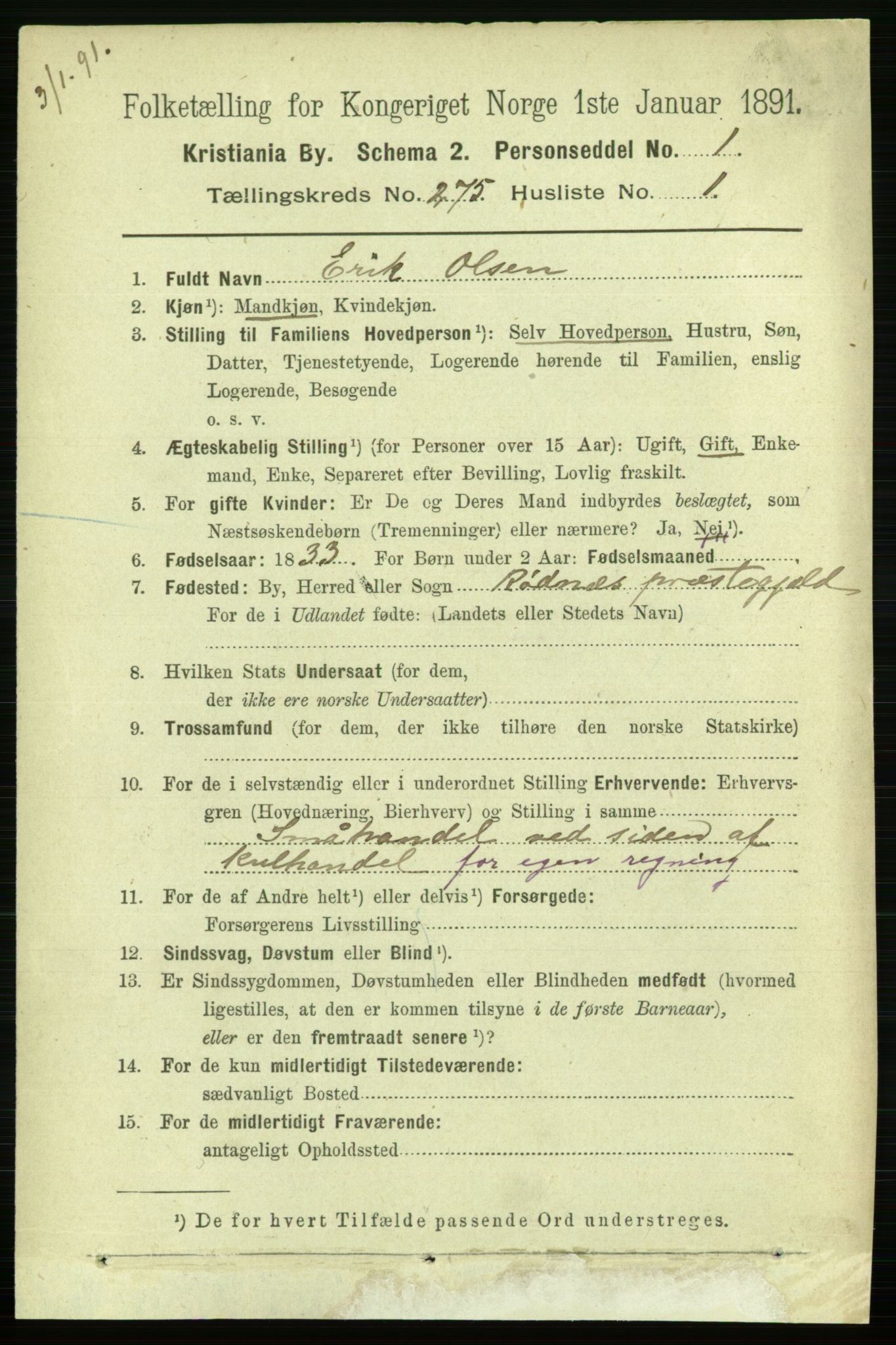 RA, 1891 census for 0301 Kristiania, 1891, p. 166938