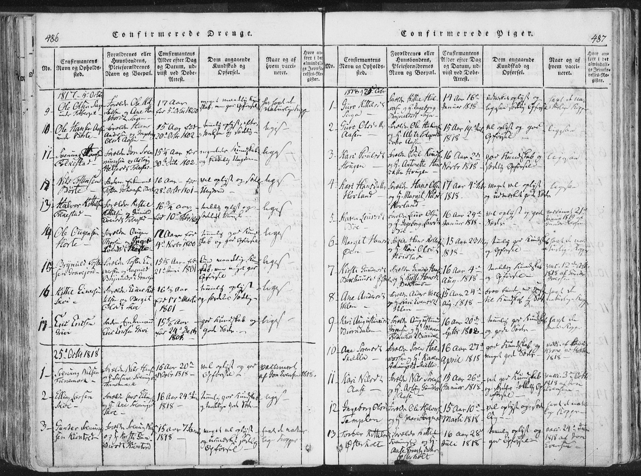 Bø kirkebøker, SAKO/A-257/F/Fa/L0006: Parish register (official) no. 6, 1815-1831, p. 486-487